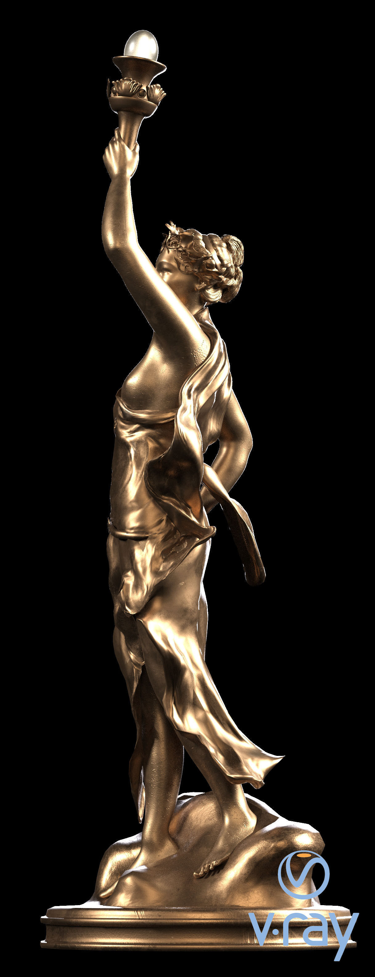 Greek Statue Female Low-poly 3D model_3