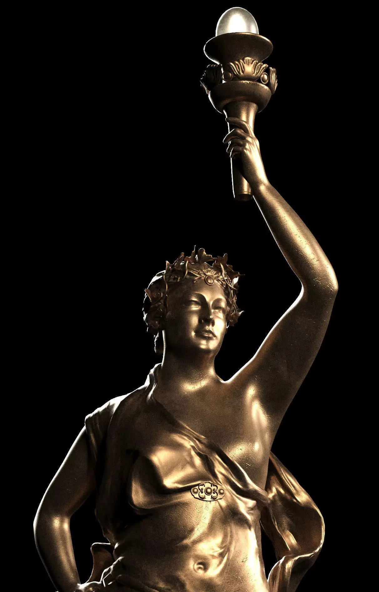 Greek Statue Female Low-poly 3D model_0
