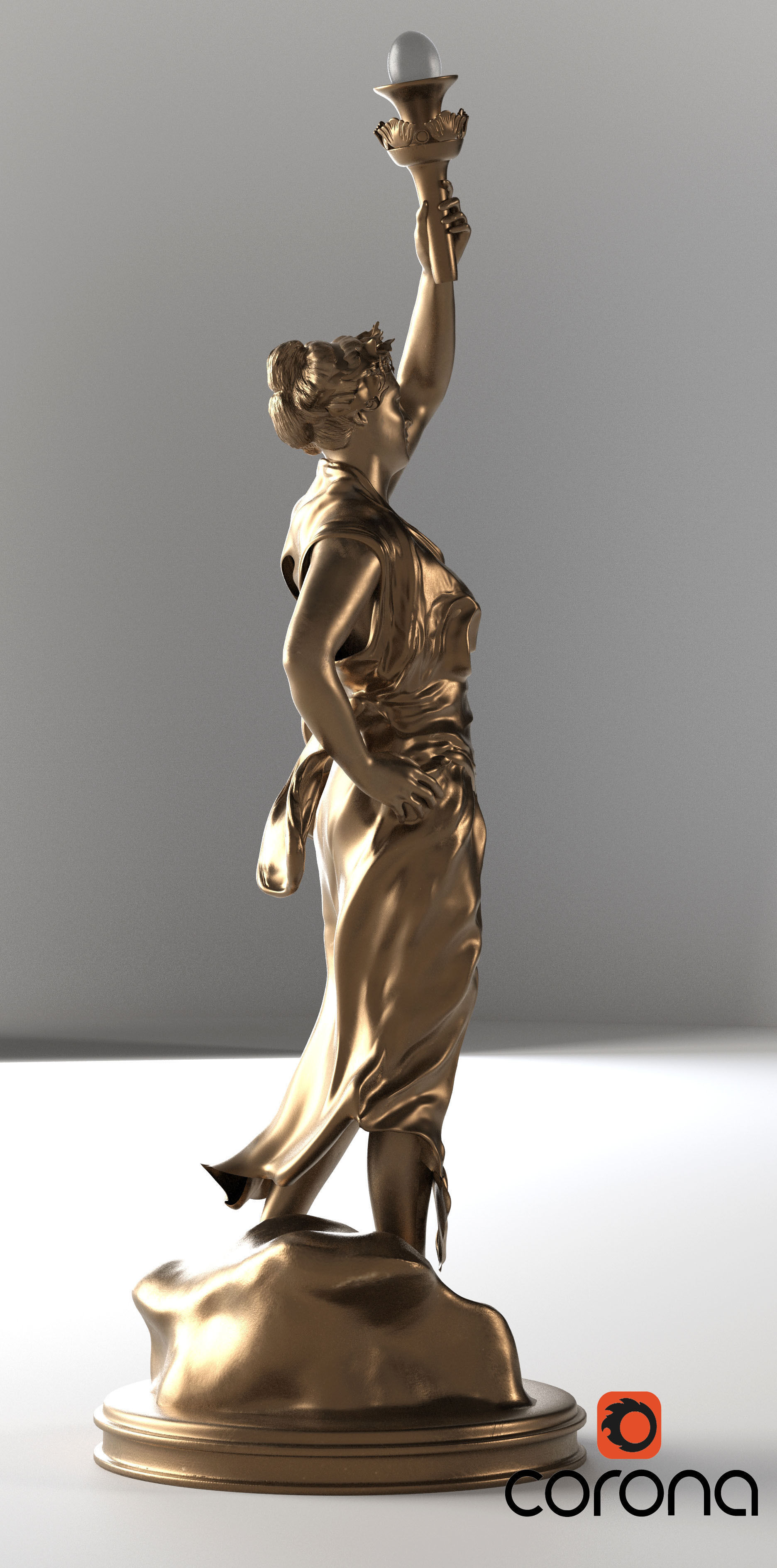 Greek Statue Female Low-poly 3D model_6