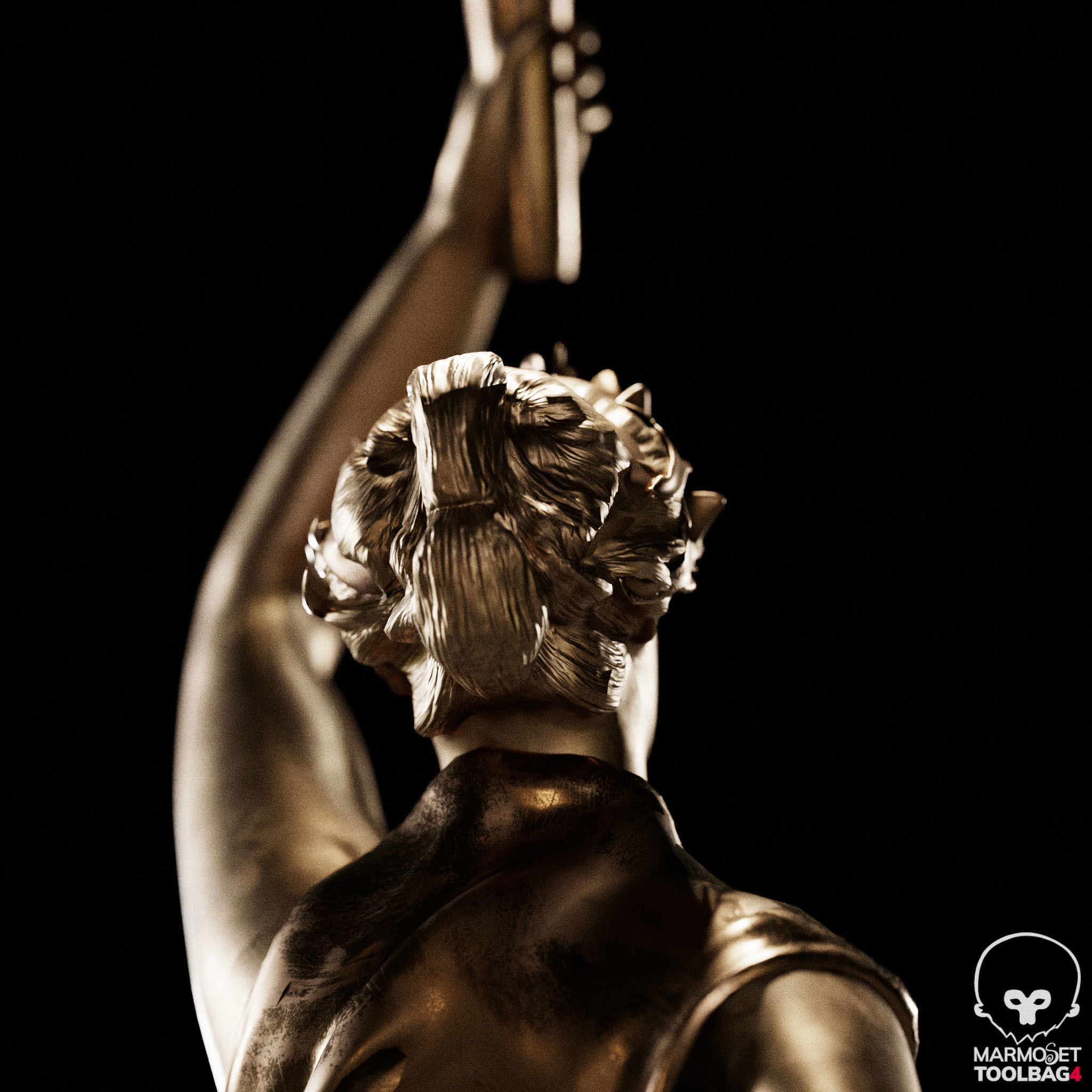 Greek Statue Female Low-poly 3D model_16