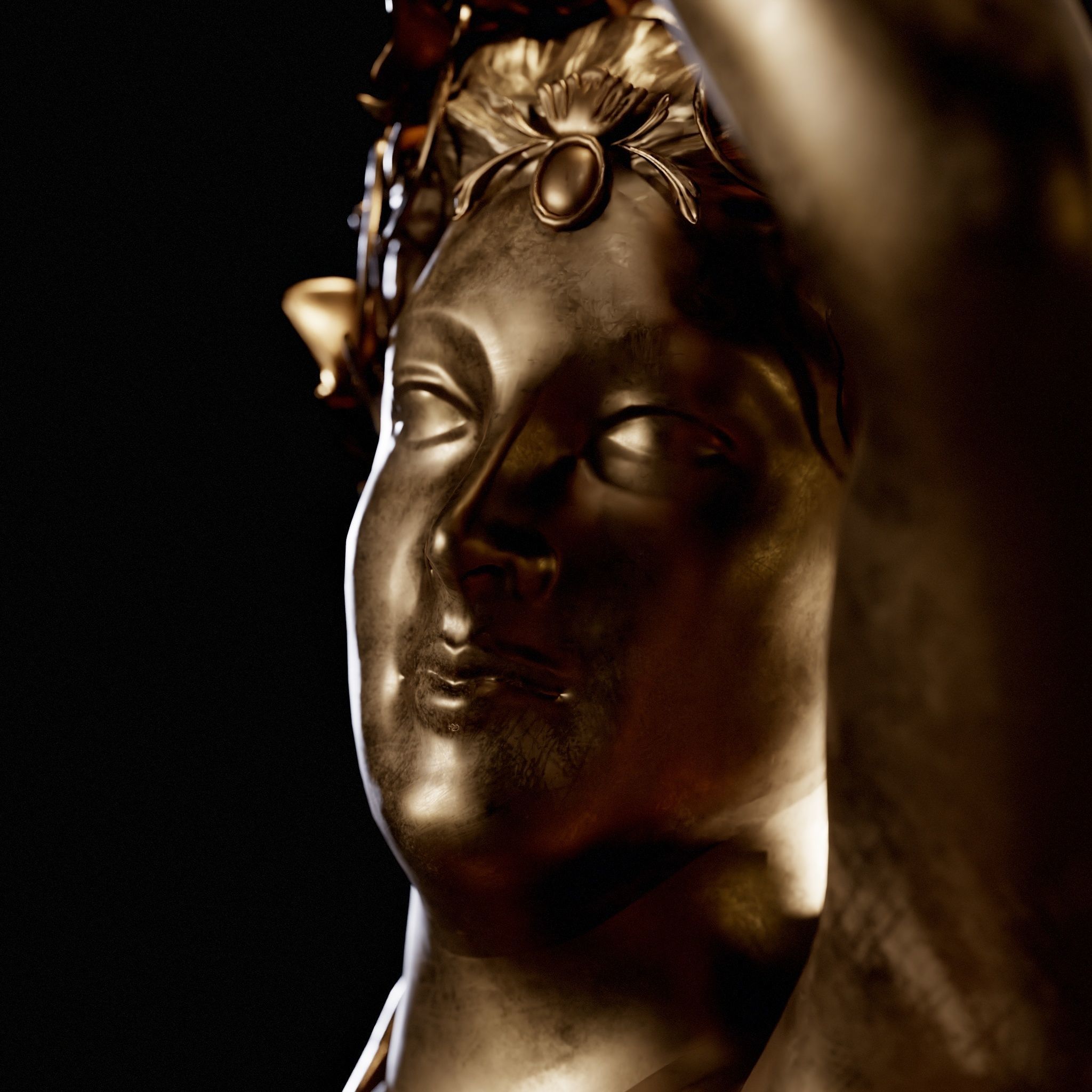 Greek Statue Female Low-poly 3D model_13