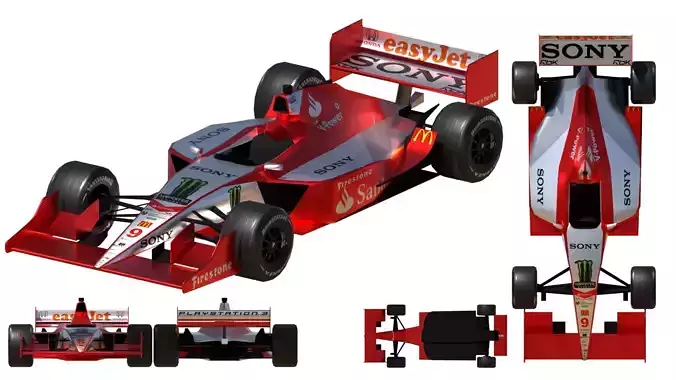Formula 1 honda indy car Low-poly 3D model