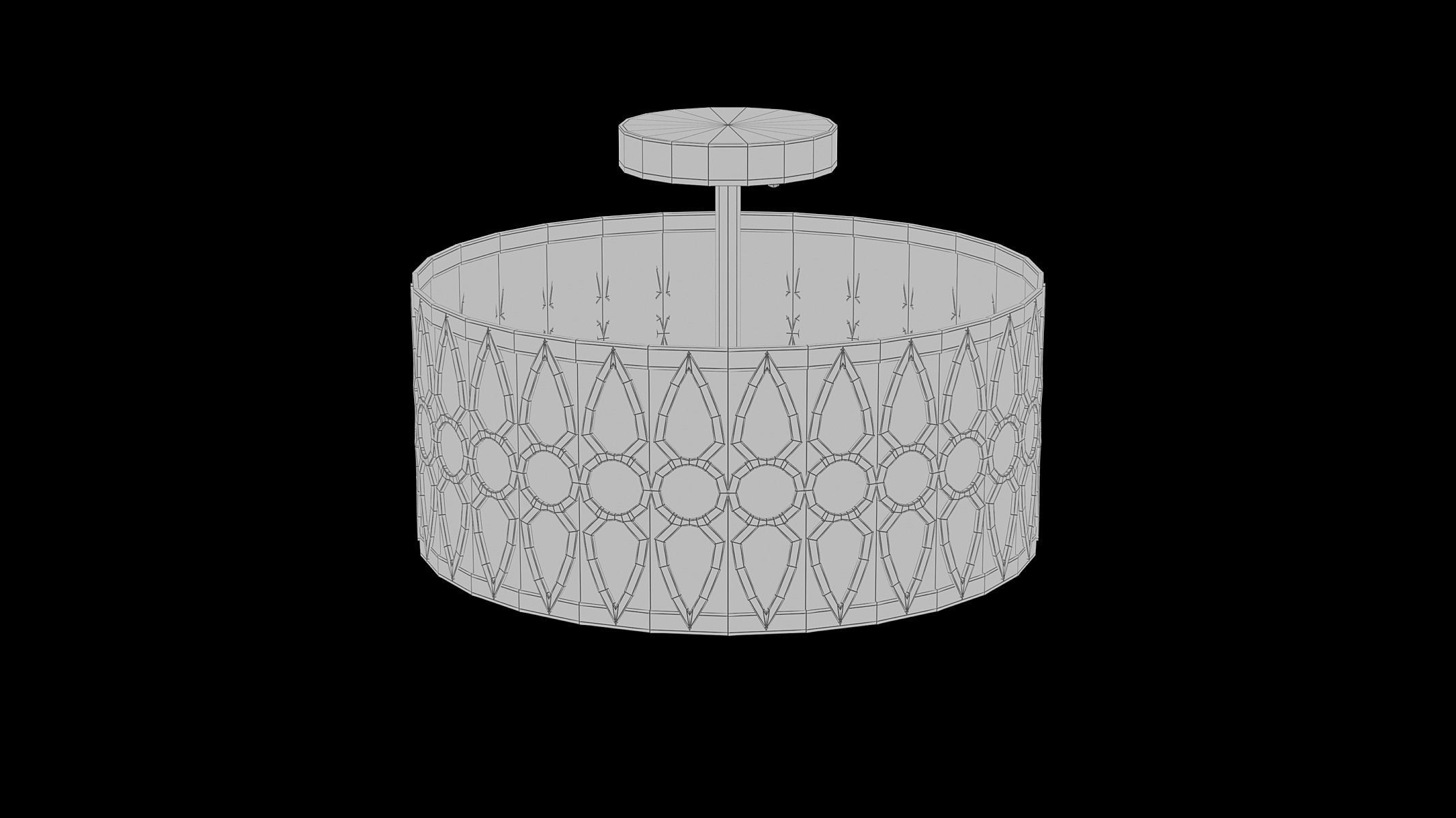 Aaru Fabric Semi Flush Mount MK3 3D model_5