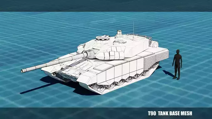 T90 TANK BASE MESH Low-poly 3D model
