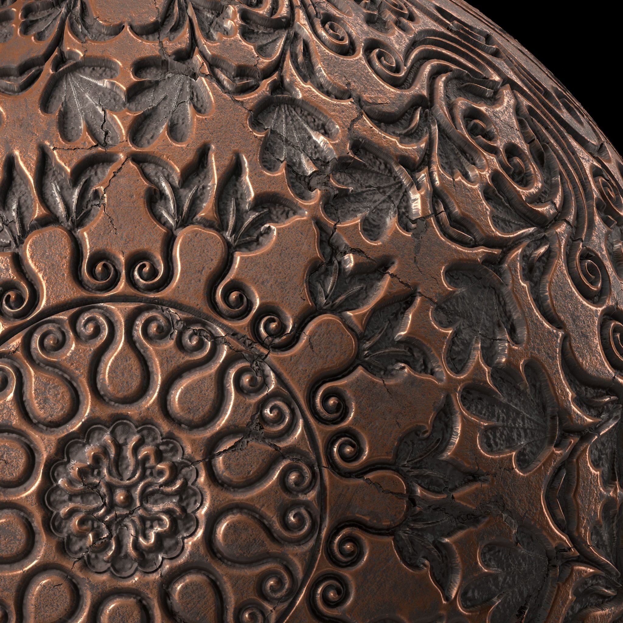 Plaster Materials 8- Ornament Plaster Pbr 4k seamless Sbsar Low-poly 3D model_4