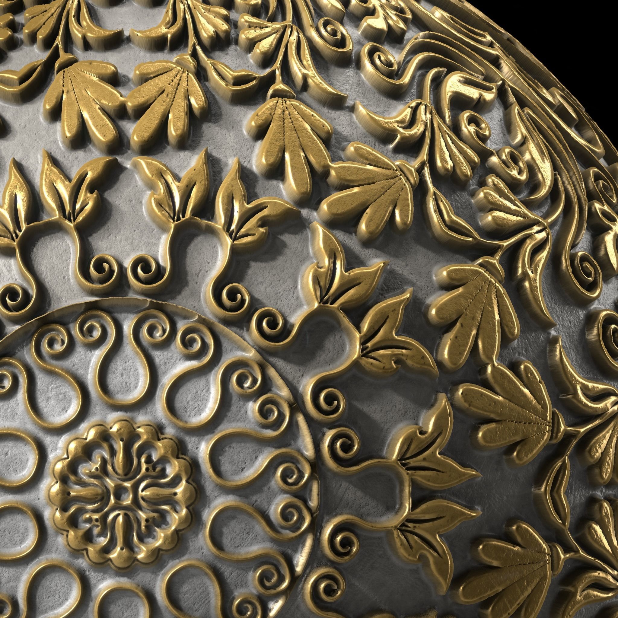 Plaster Materials 8- Ornament Plaster Pbr 4k seamless Sbsar Low-poly 3D model_6