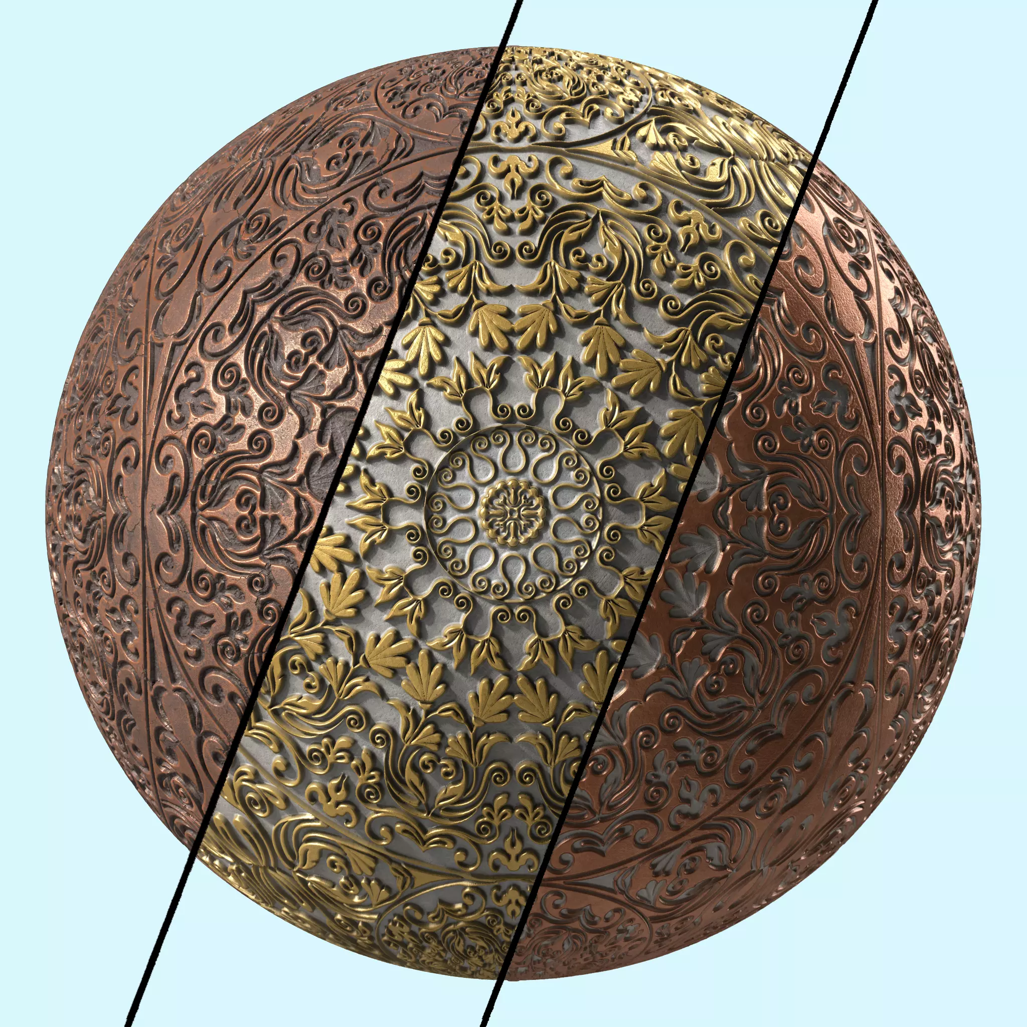 Plaster Materials 8- Ornament Plaster Pbr 4k seamless Sbsar Low-poly 3D model_0