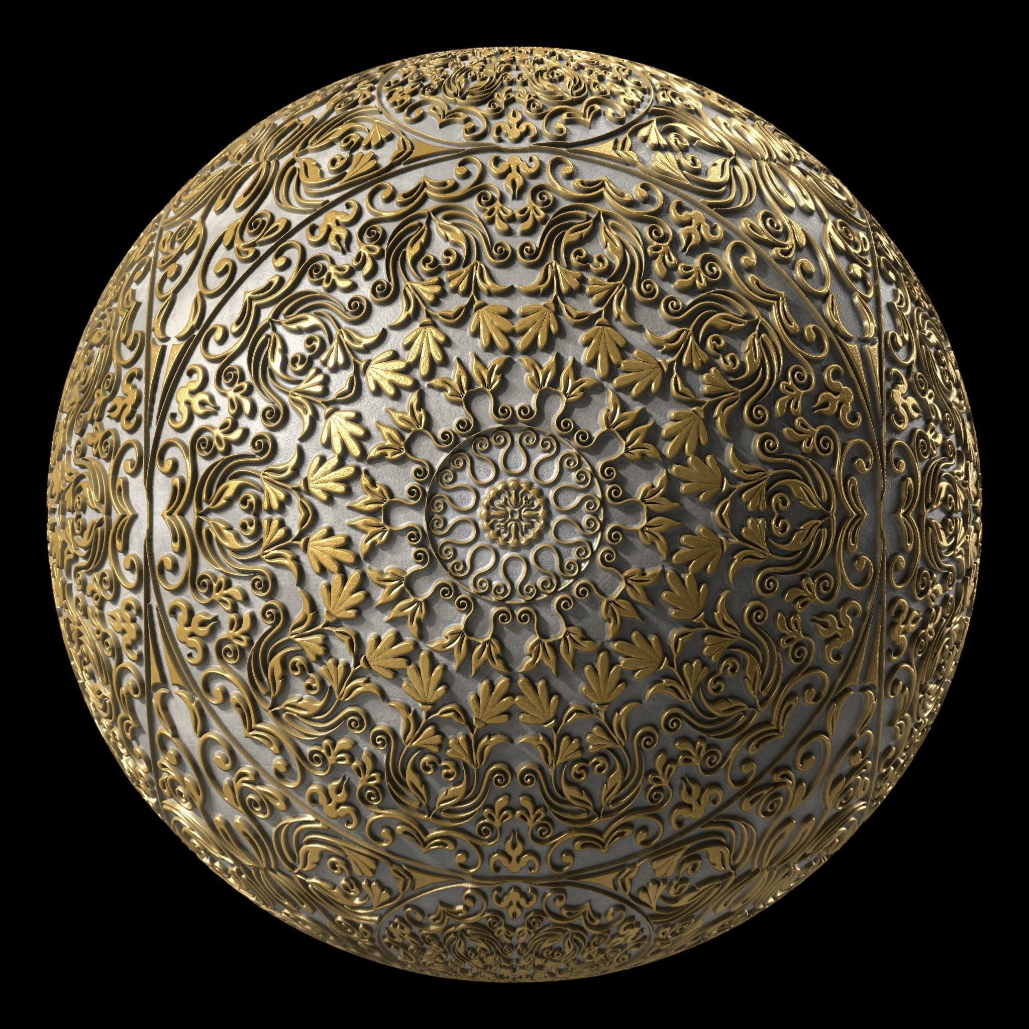 Plaster Materials 8- Ornament Plaster Pbr 4k seamless Sbsar Low-poly 3D model_5