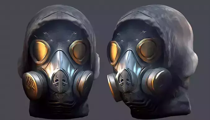  helmet Gas mask  3d model military combat Low-poly