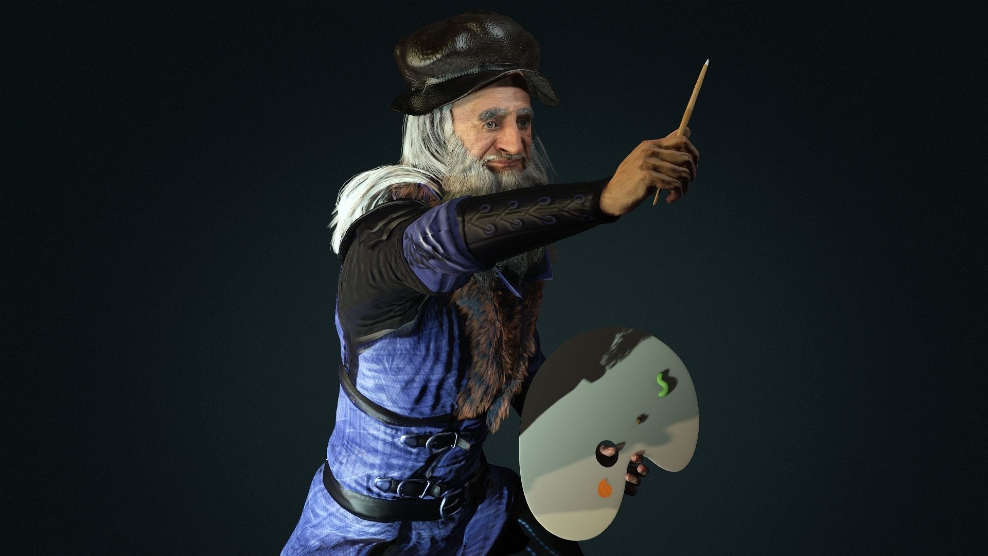  da Vinci  High quality character full Rigged and Animated  3D model_4