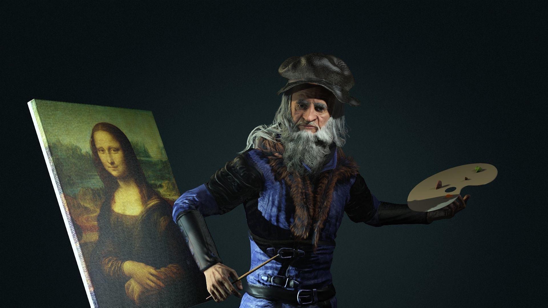  da Vinci  High quality character full Rigged and Animated  3D model_3