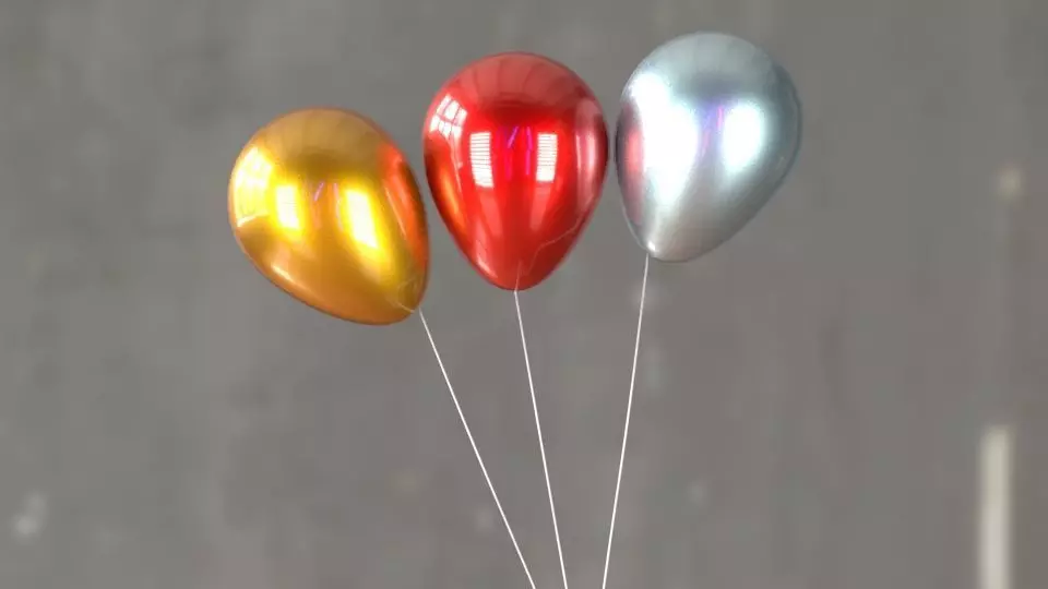 balloon three colorful balloons on stick Free 3D model
