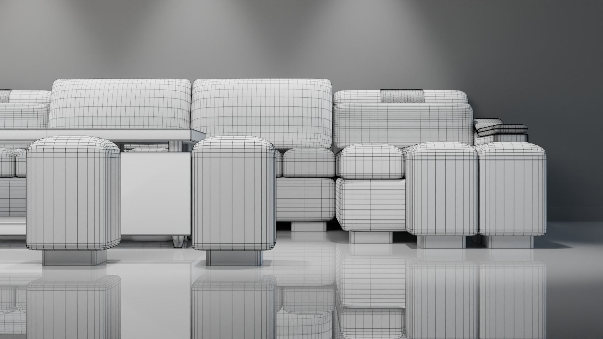 Sofa Set 08 Low-poly 3D model_15
