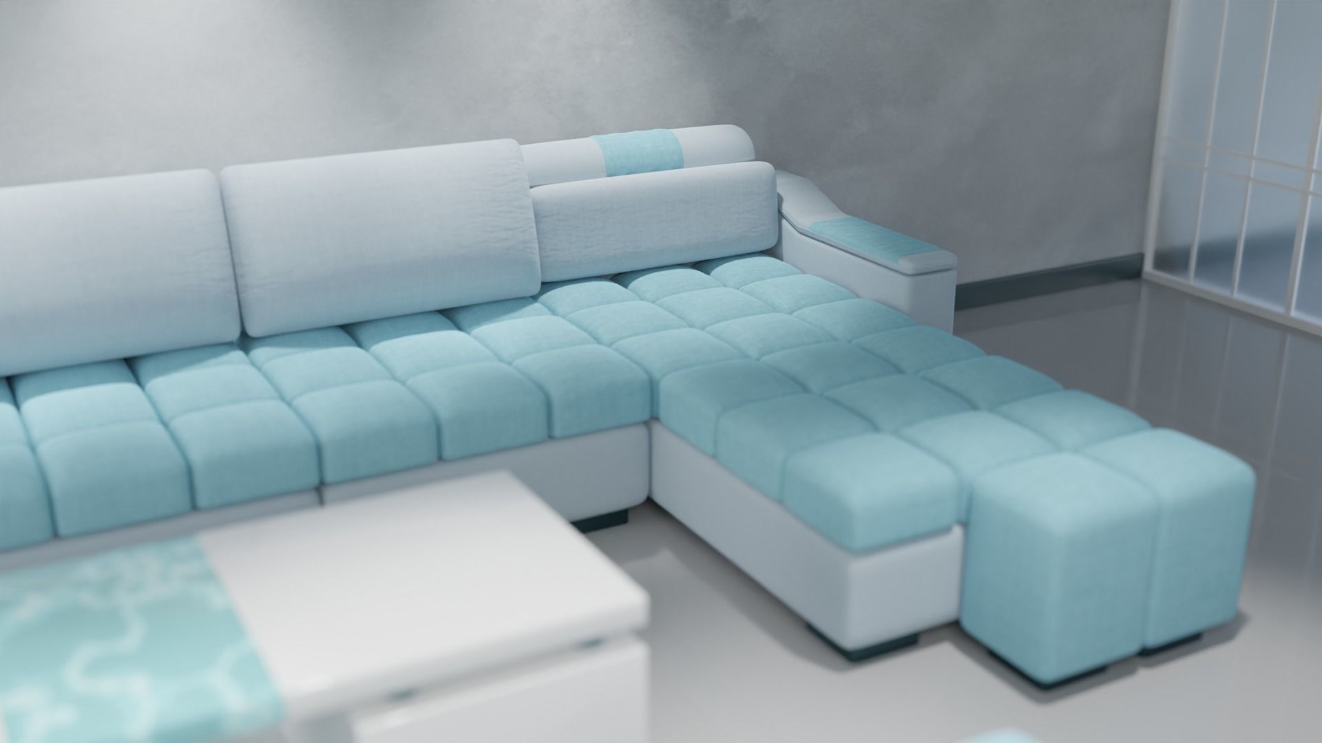 Sofa Set 08 Low-poly 3D model_22