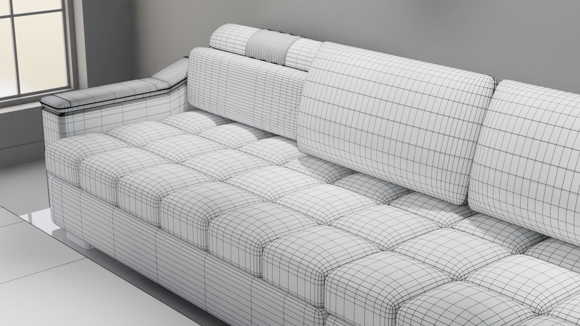 Sofa Set 08 Low-poly 3D model_11