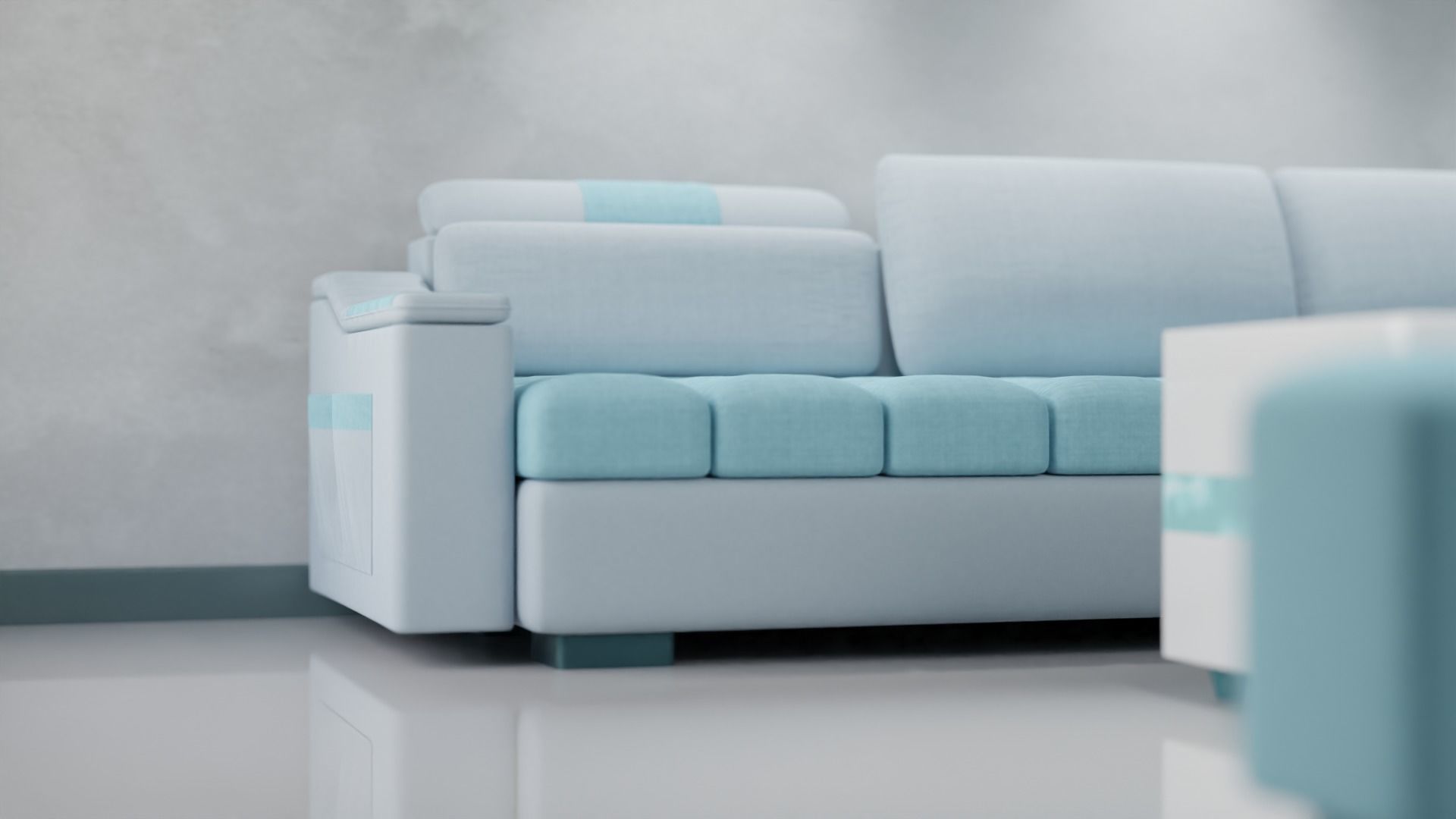 Sofa Set 08 Low-poly 3D model_16