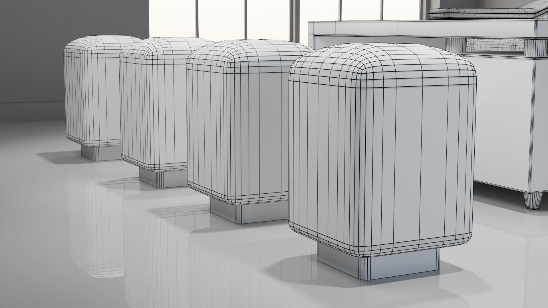 Sofa Set 08 Low-poly 3D model_7