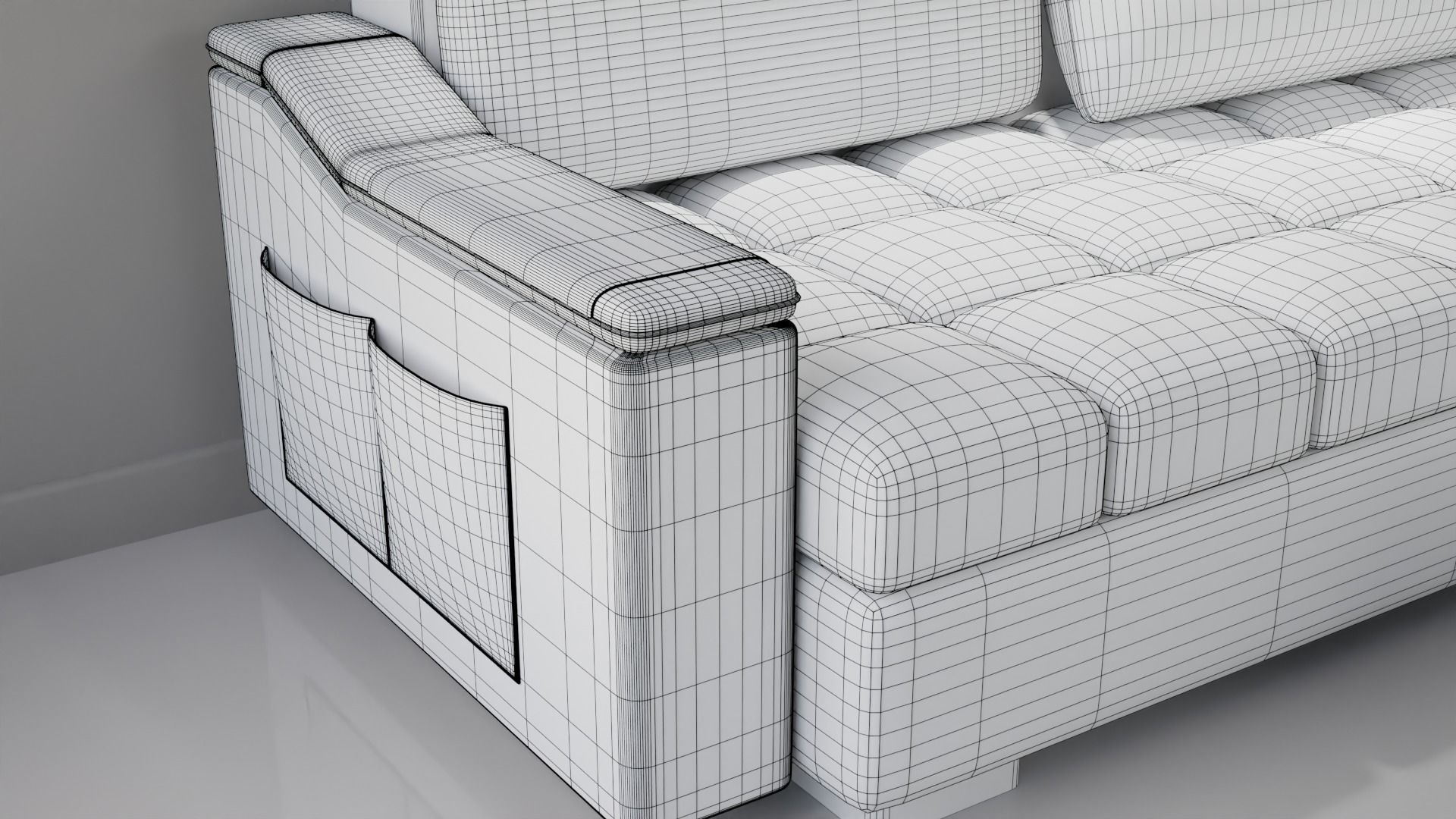 Sofa Set 08 Low-poly 3D model_19