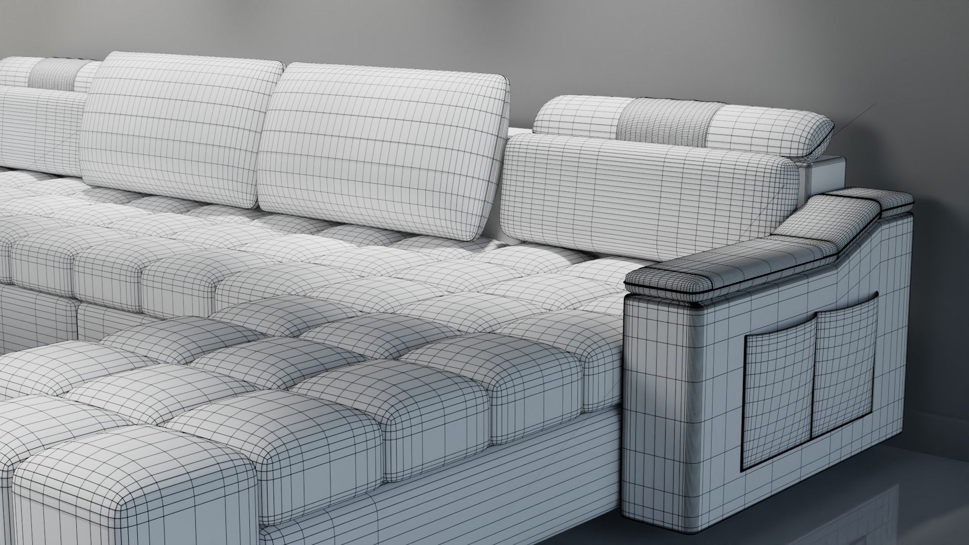 Sofa Set 08 Low-poly 3D model_5