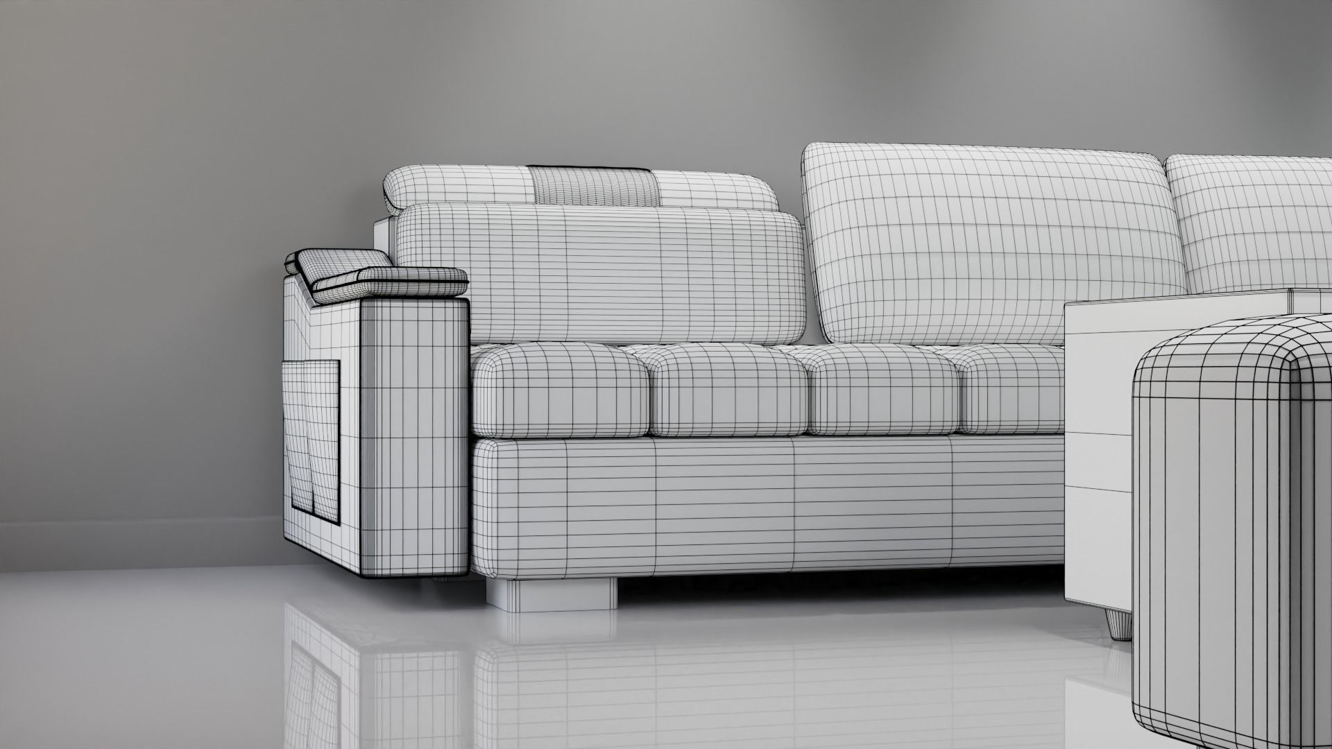 Sofa Set 08 Low-poly 3D model_17