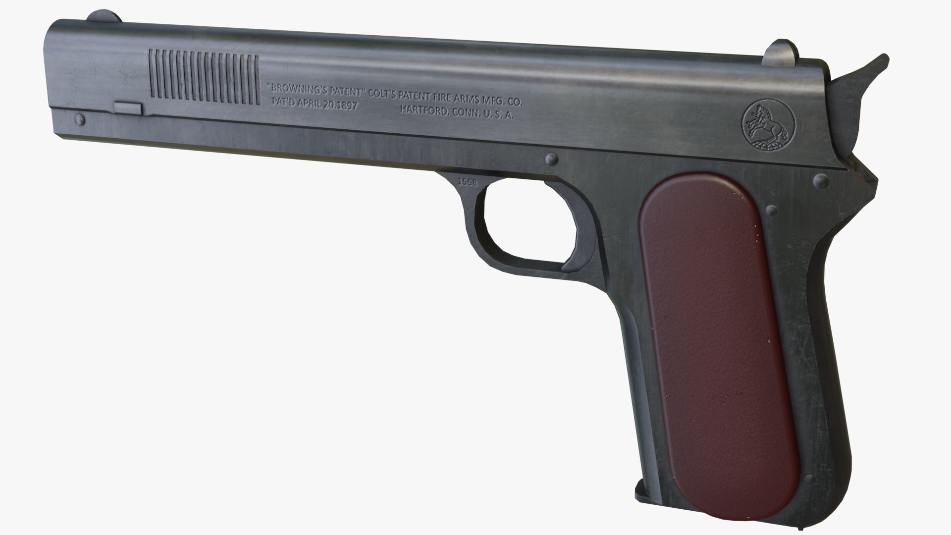 Colt M1900 Low-poly 3D model_5