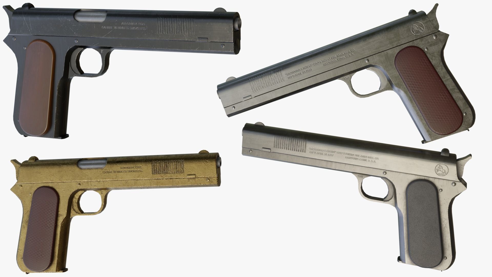 Colt M1900 Low-poly 3D model_1