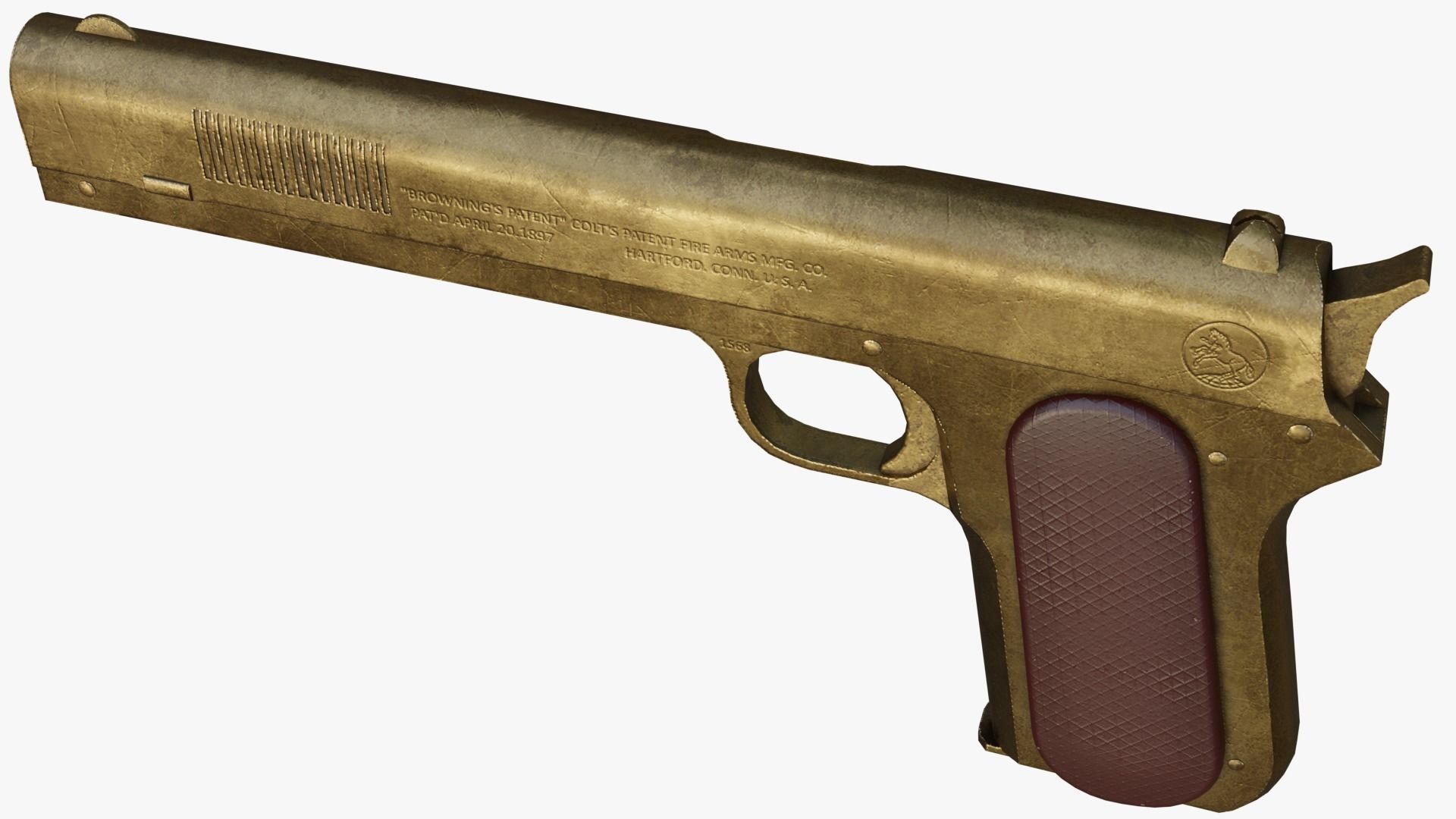 Colt M1900 Low-poly 3D model_9