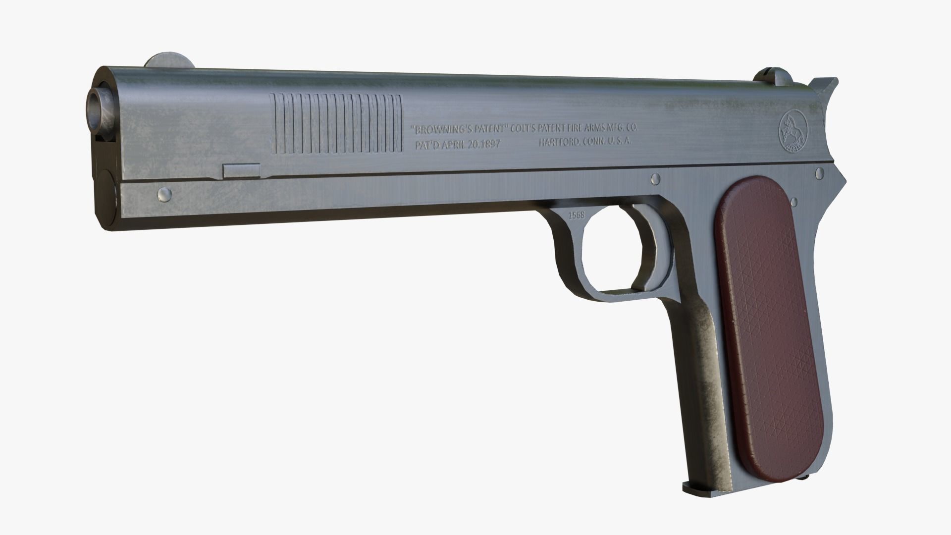Colt M1900 Low-poly 3D model_7