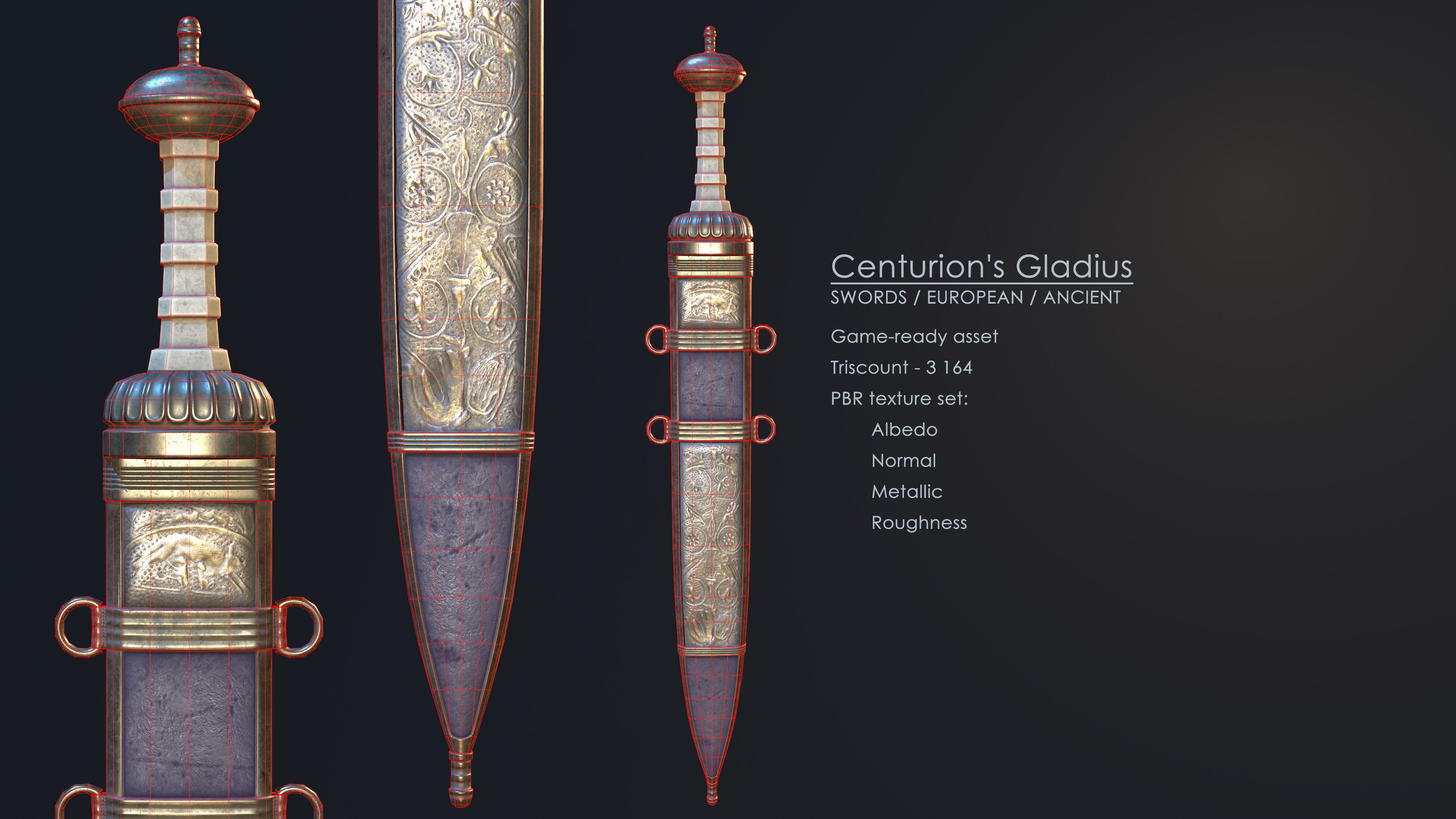 Centurion Gladius Low-poly 3D model_2