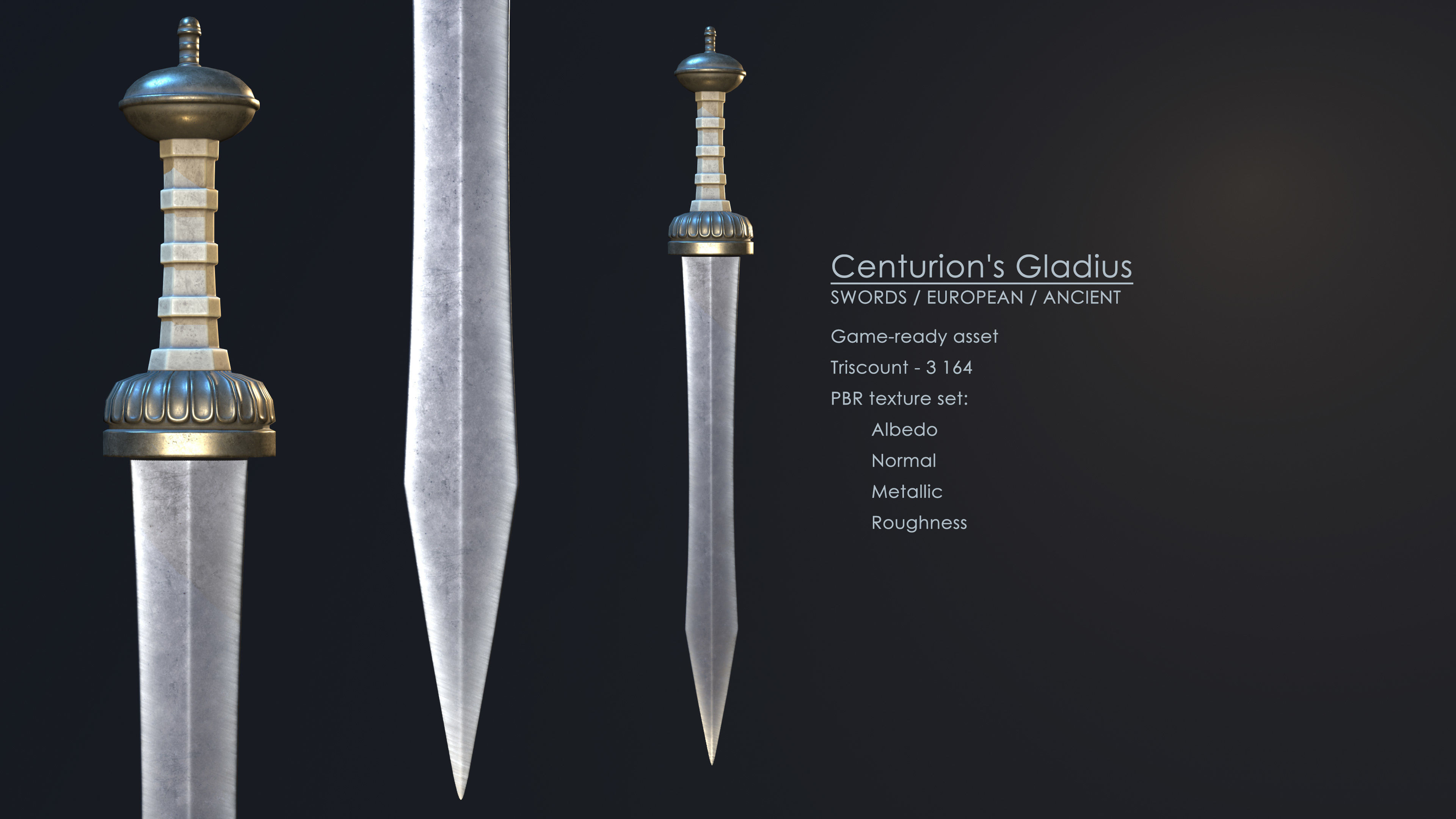 Centurion Gladius Low-poly 3D model_3