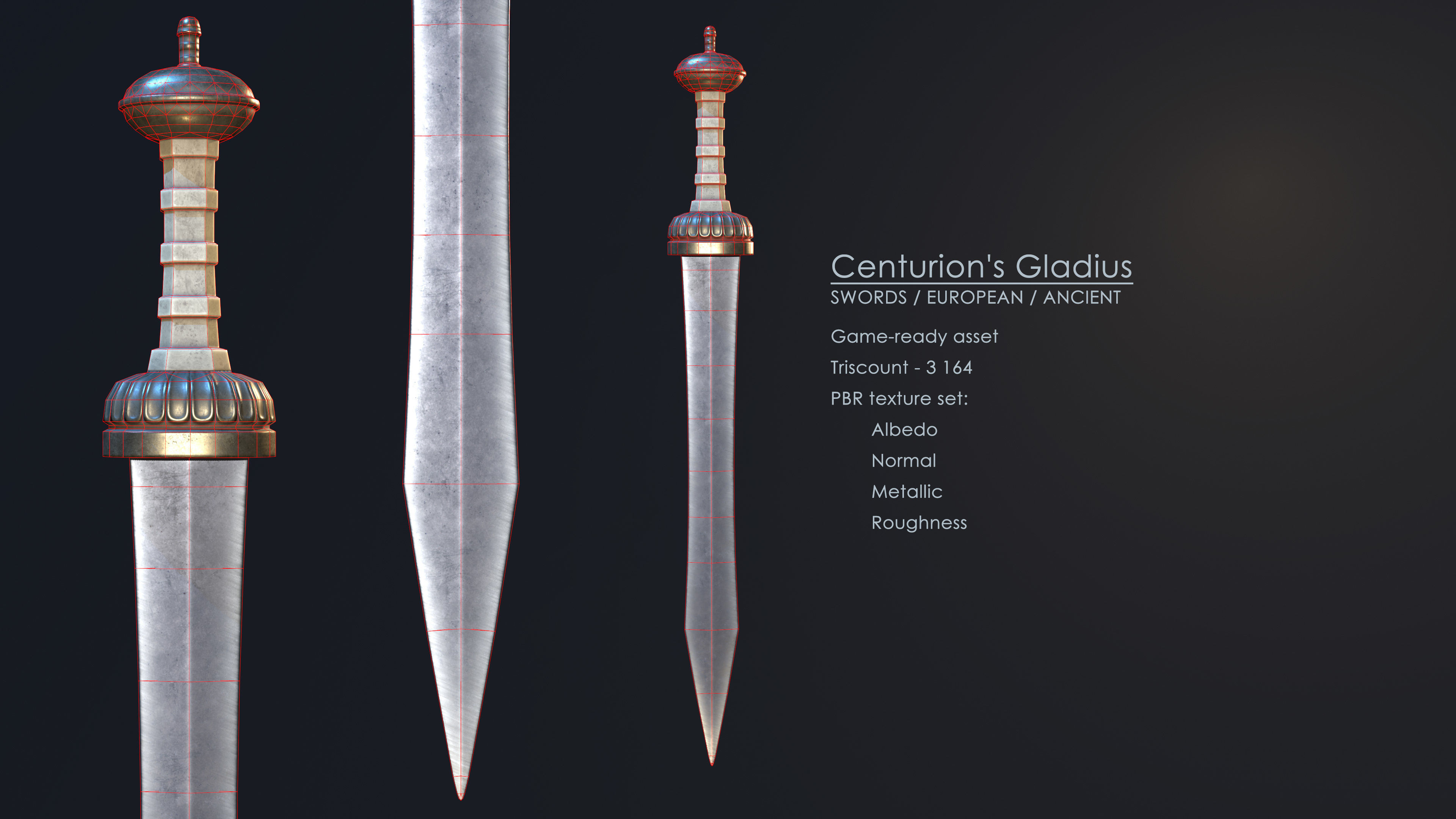 Centurion Gladius Low-poly 3D model_4