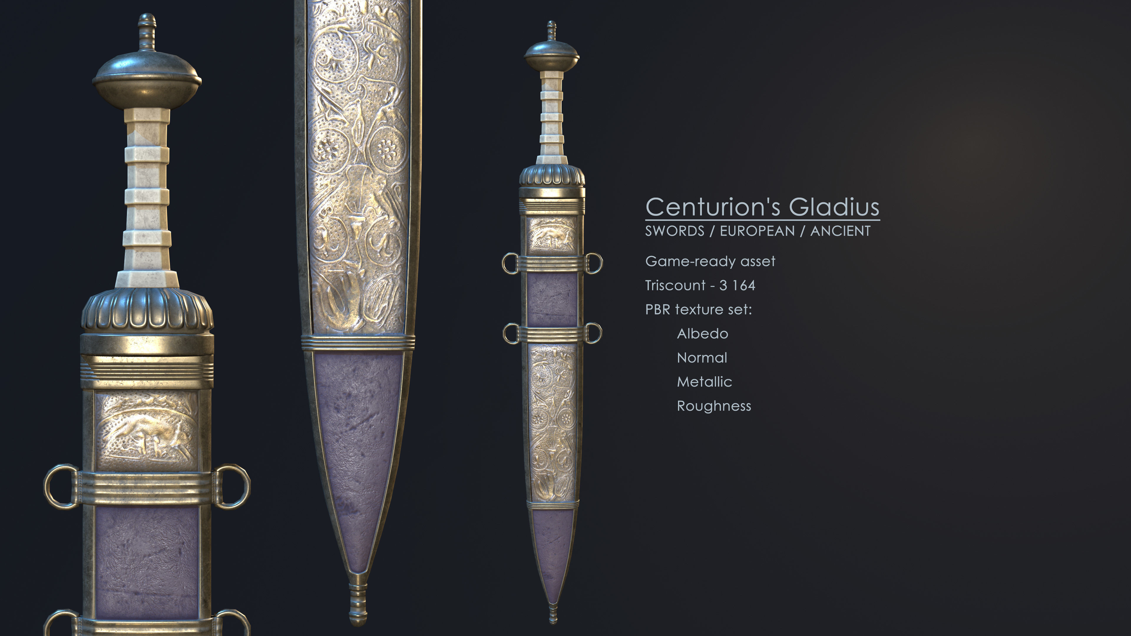 Centurion Gladius Low-poly 3D model_1
