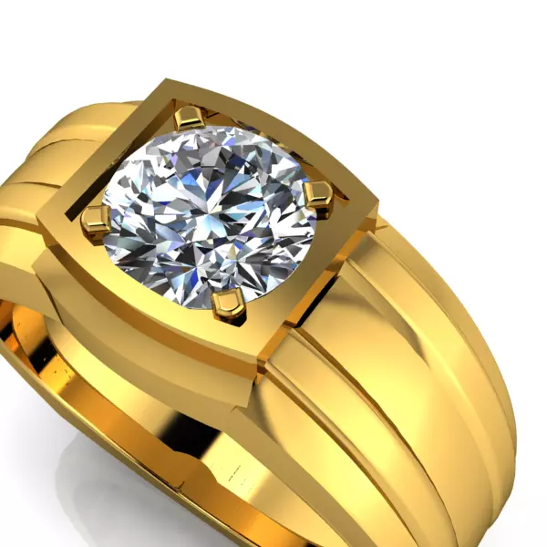 Mens Single Stone wedding band contemporary ring 3D print model