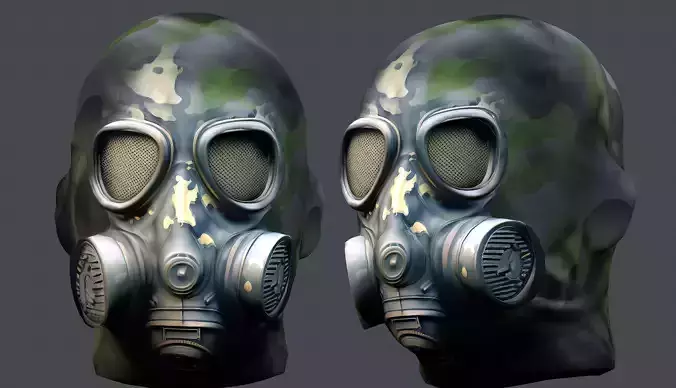 helmet Gas mask  3d model military combat Low-poly  Low-poly 3D model