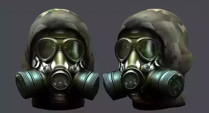 helmet Gas mask  3d model military combat Low-poly