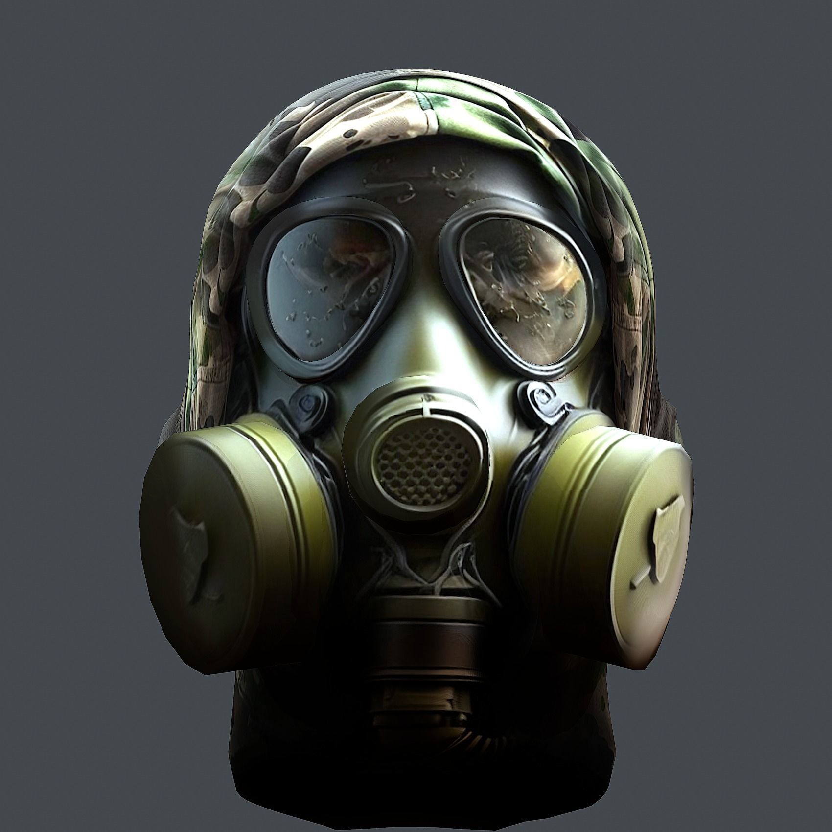 helmet Gas mask 3d model military combat Low-poly Low-poly 3D model_5