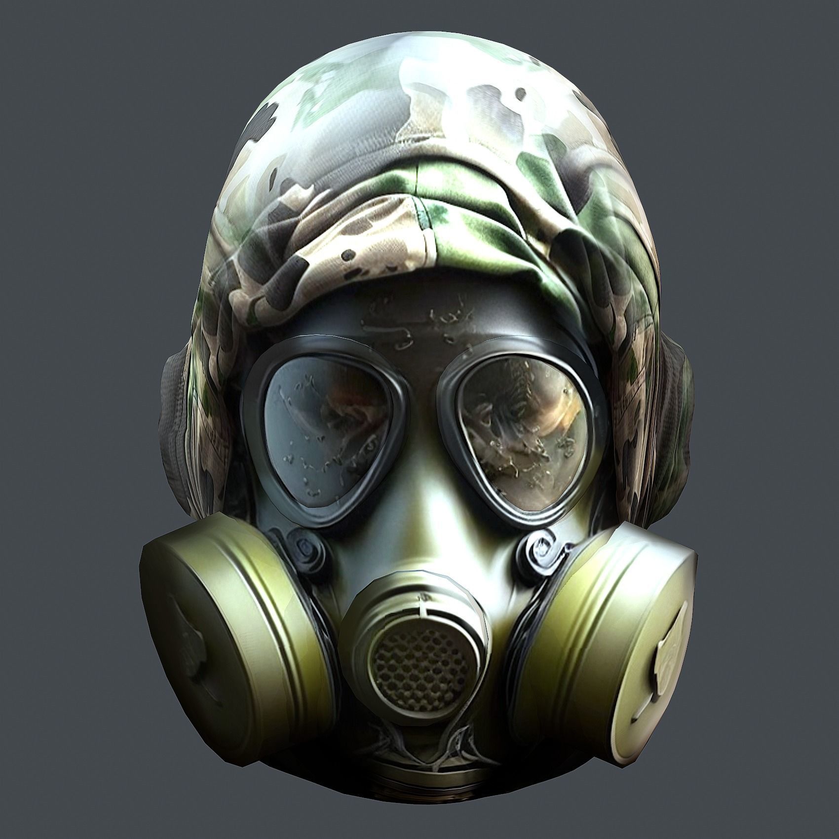 helmet Gas mask 3d model military combat Low-poly Low-poly 3D model_4