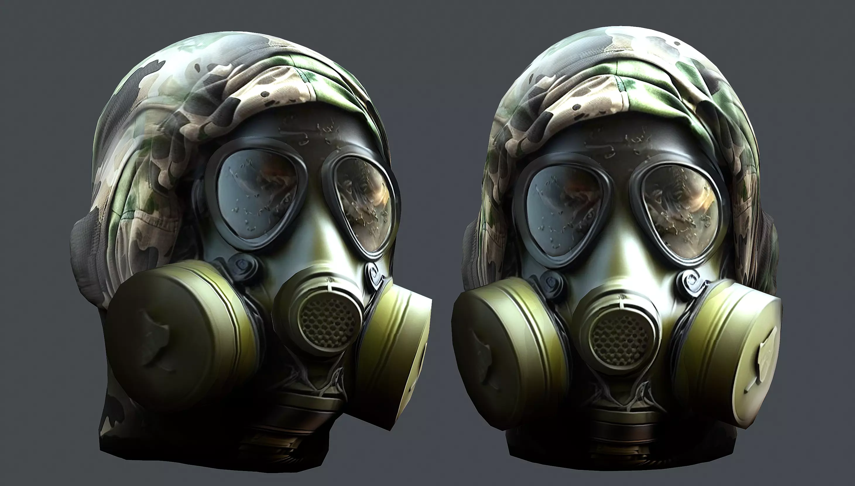 helmet Gas mask 3d model military combat Low-poly Low-poly 3D model_0