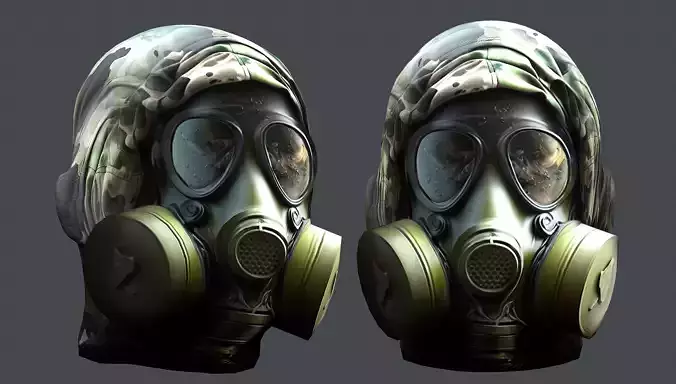 helmet Gas mask  3d model military combat Low-poly 