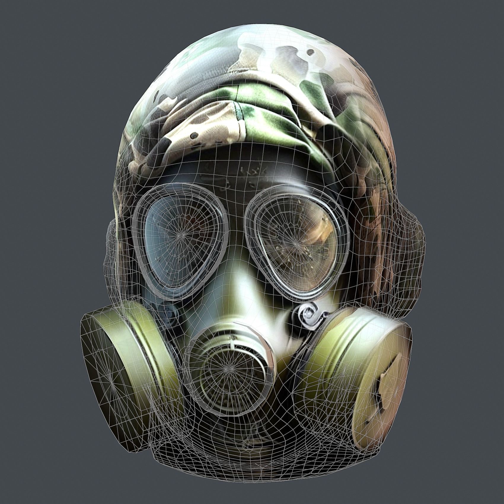 helmet Gas mask 3d model military combat Low-poly Low-poly 3D model_9
