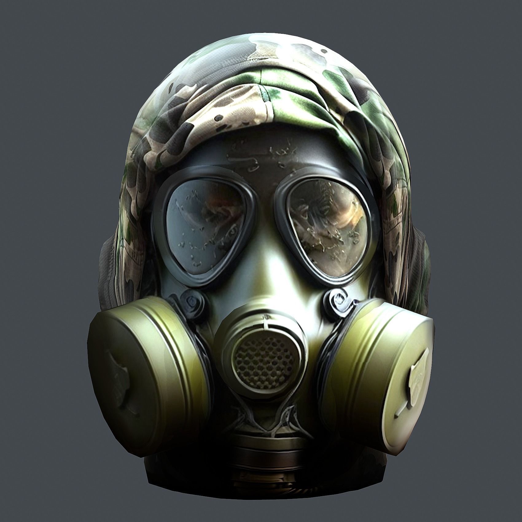 helmet Gas mask 3d model military combat Low-poly Low-poly 3D model_1