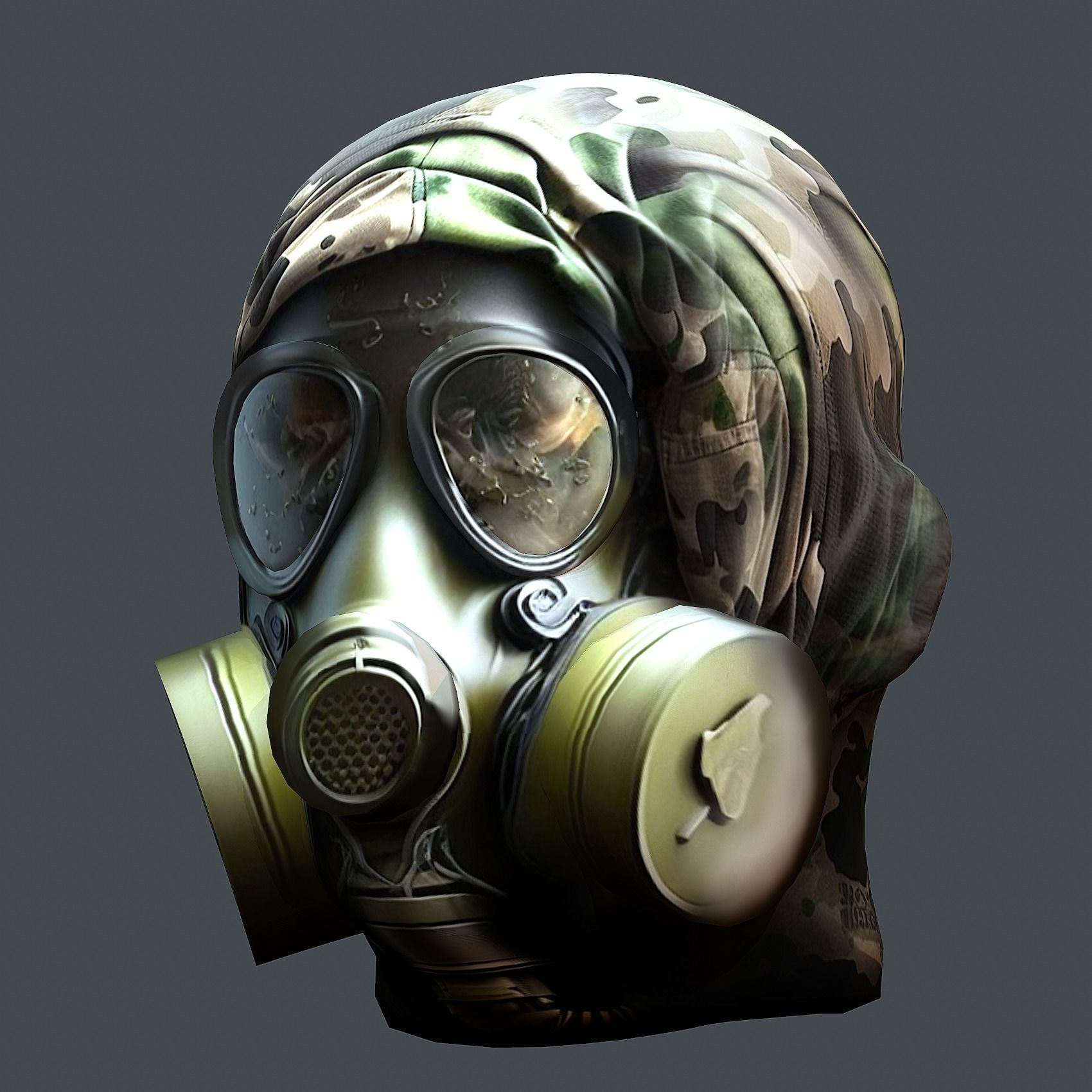 helmet Gas mask 3d model military combat Low-poly Low-poly 3D model_3