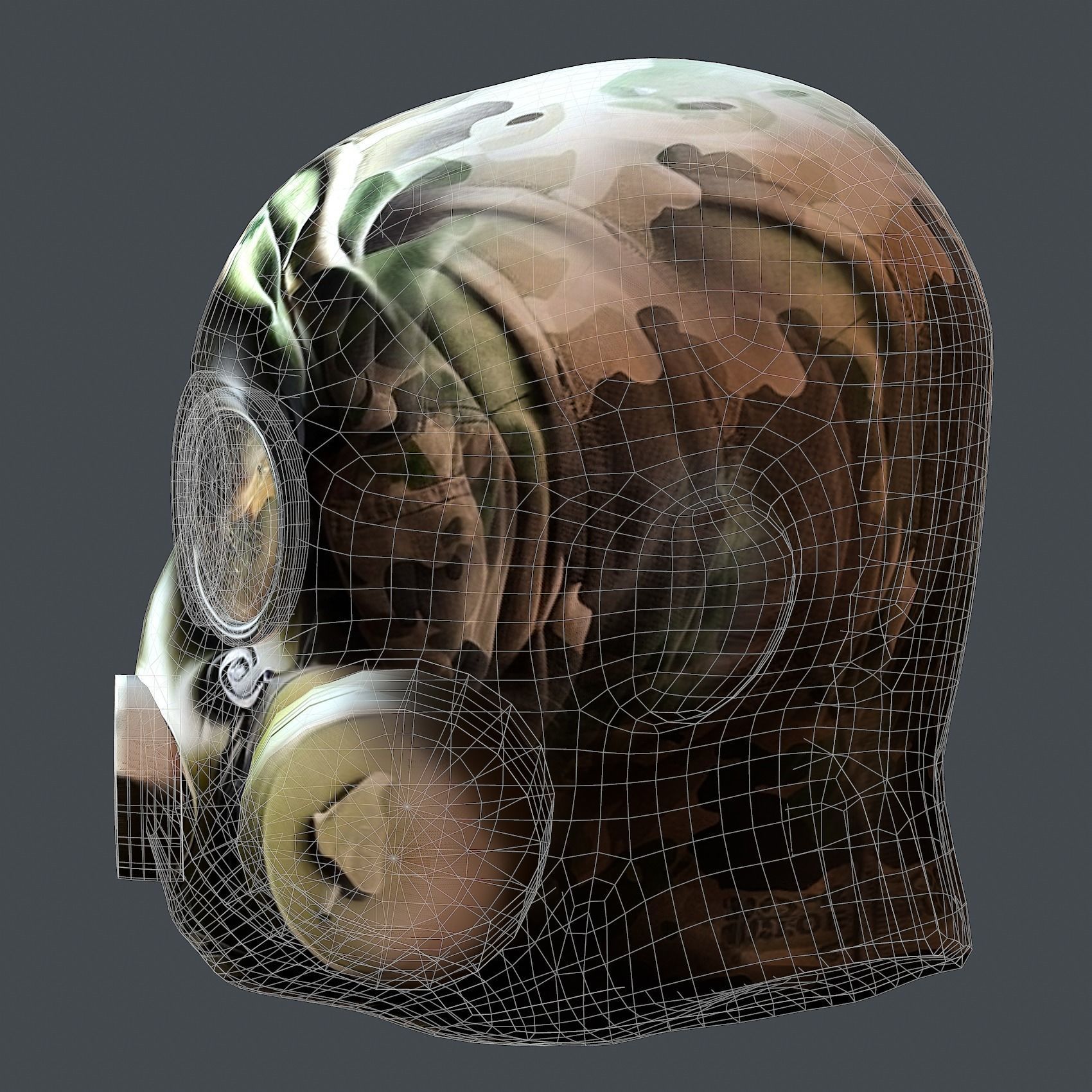 helmet Gas mask 3d model military combat Low-poly Low-poly 3D model_8