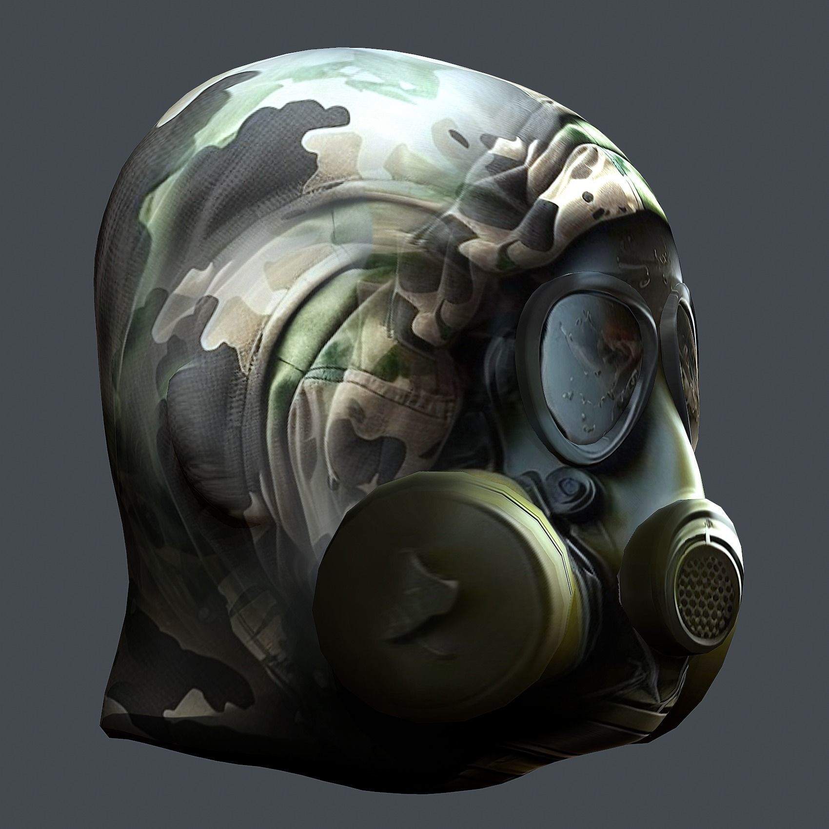 helmet Gas mask 3d model military combat Low-poly Low-poly 3D model_6