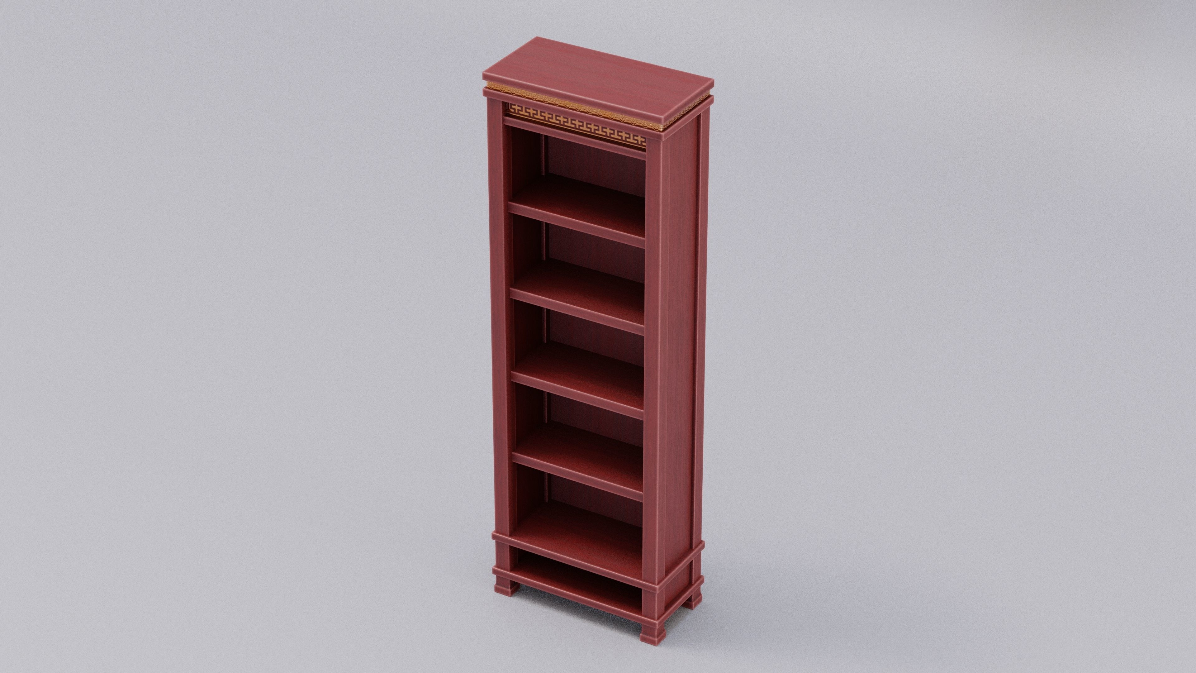 Chinese Trade Furniture Kit - 04 BookCase D Low-poly 3D model_2