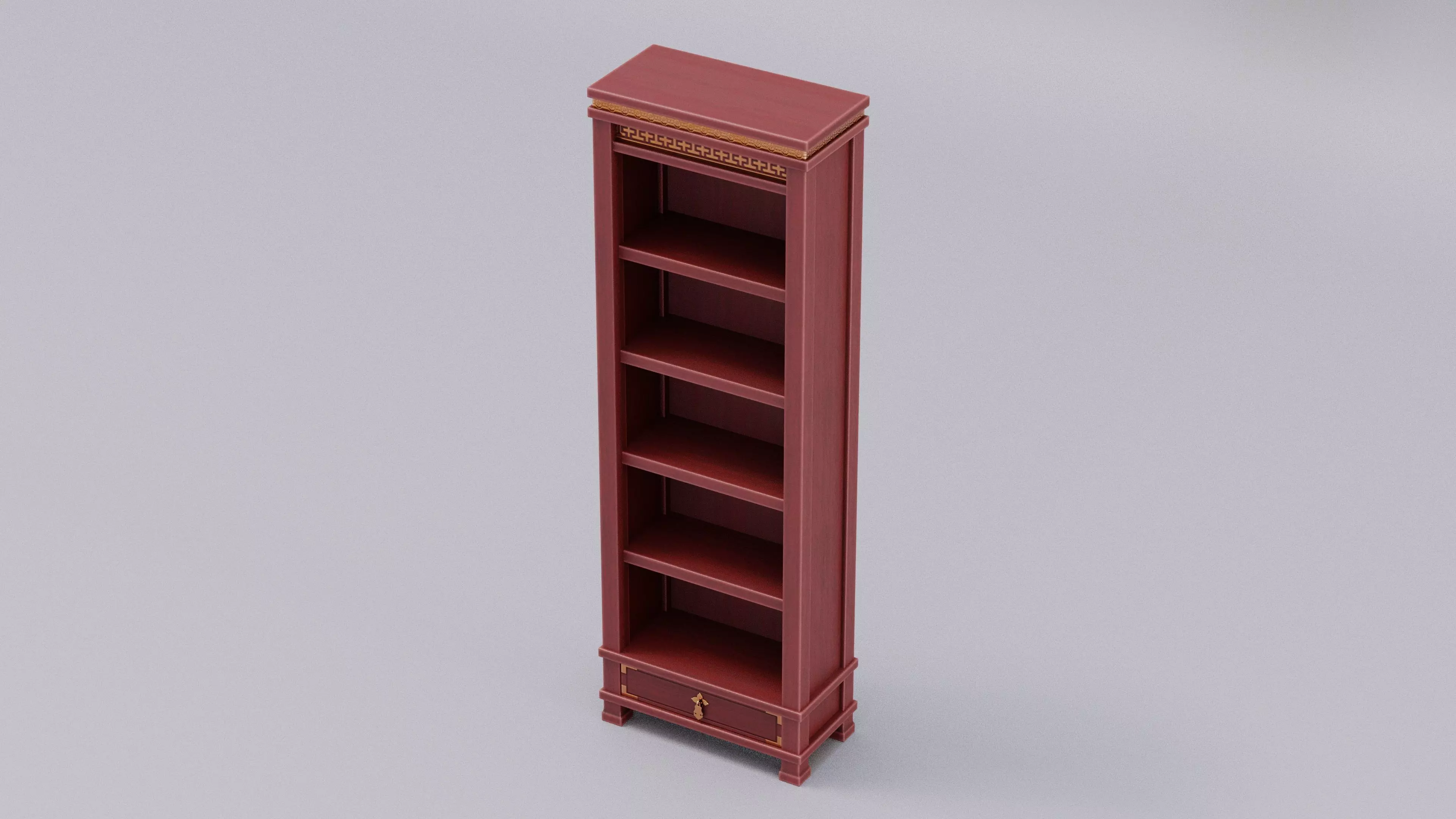 Chinese Trade Furniture Kit - 04 BookCase D Low-poly 3D model_0