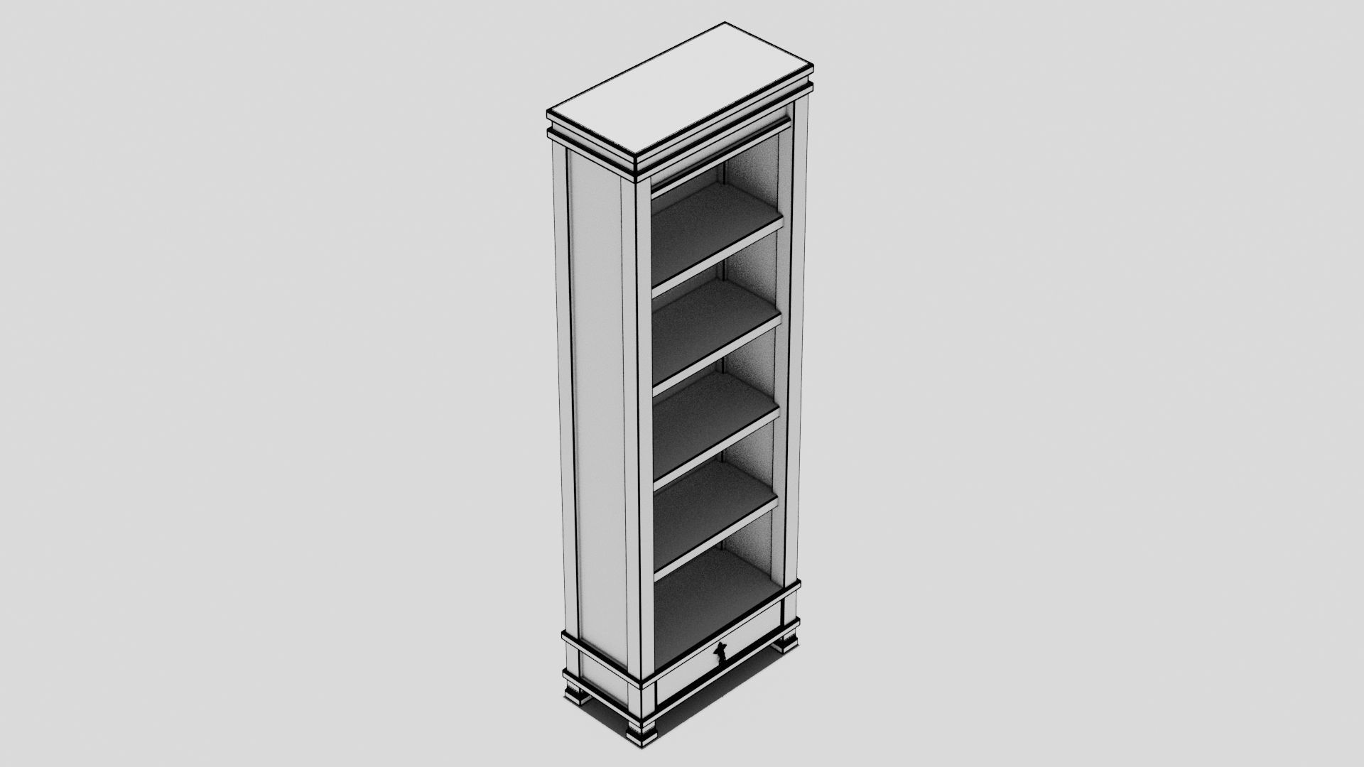 Chinese Trade Furniture Kit - 04 BookCase D Low-poly 3D model_9