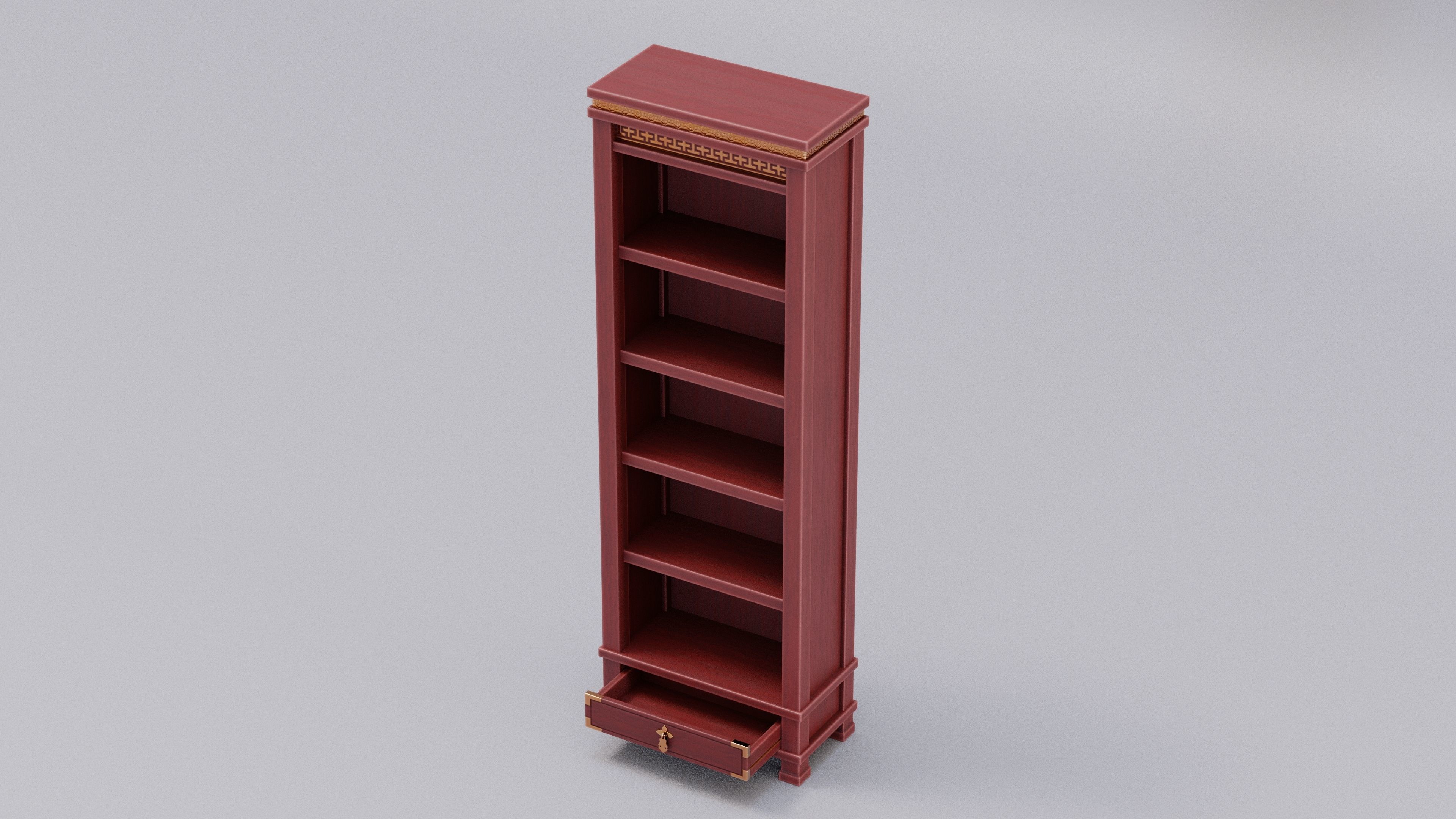 Chinese Trade Furniture Kit - 04 BookCase D Low-poly 3D model_1