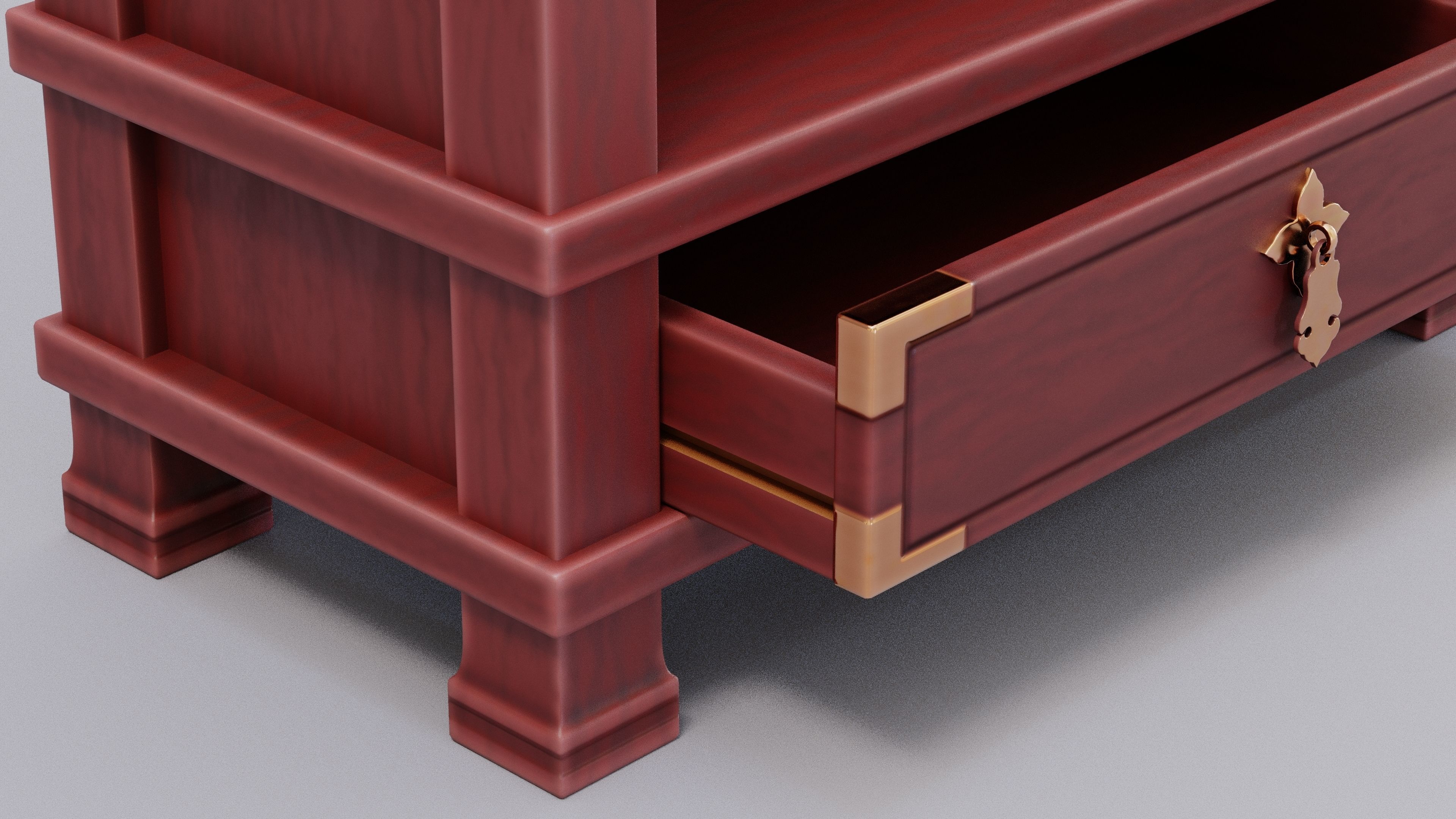 Chinese Trade Furniture Kit - 04 BookCase D Low-poly 3D model_6