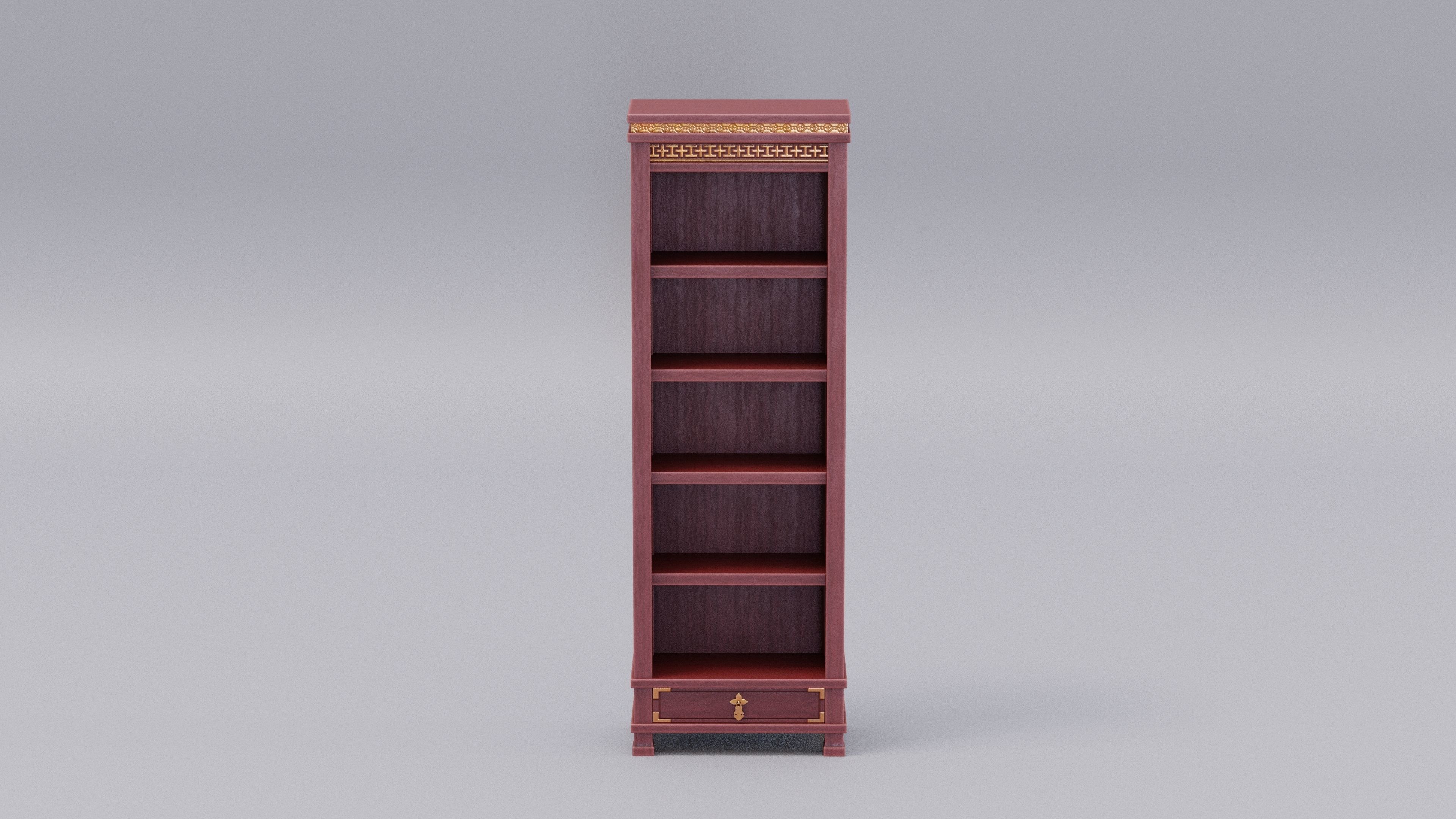 Chinese Trade Furniture Kit - 04 BookCase D Low-poly 3D model_4